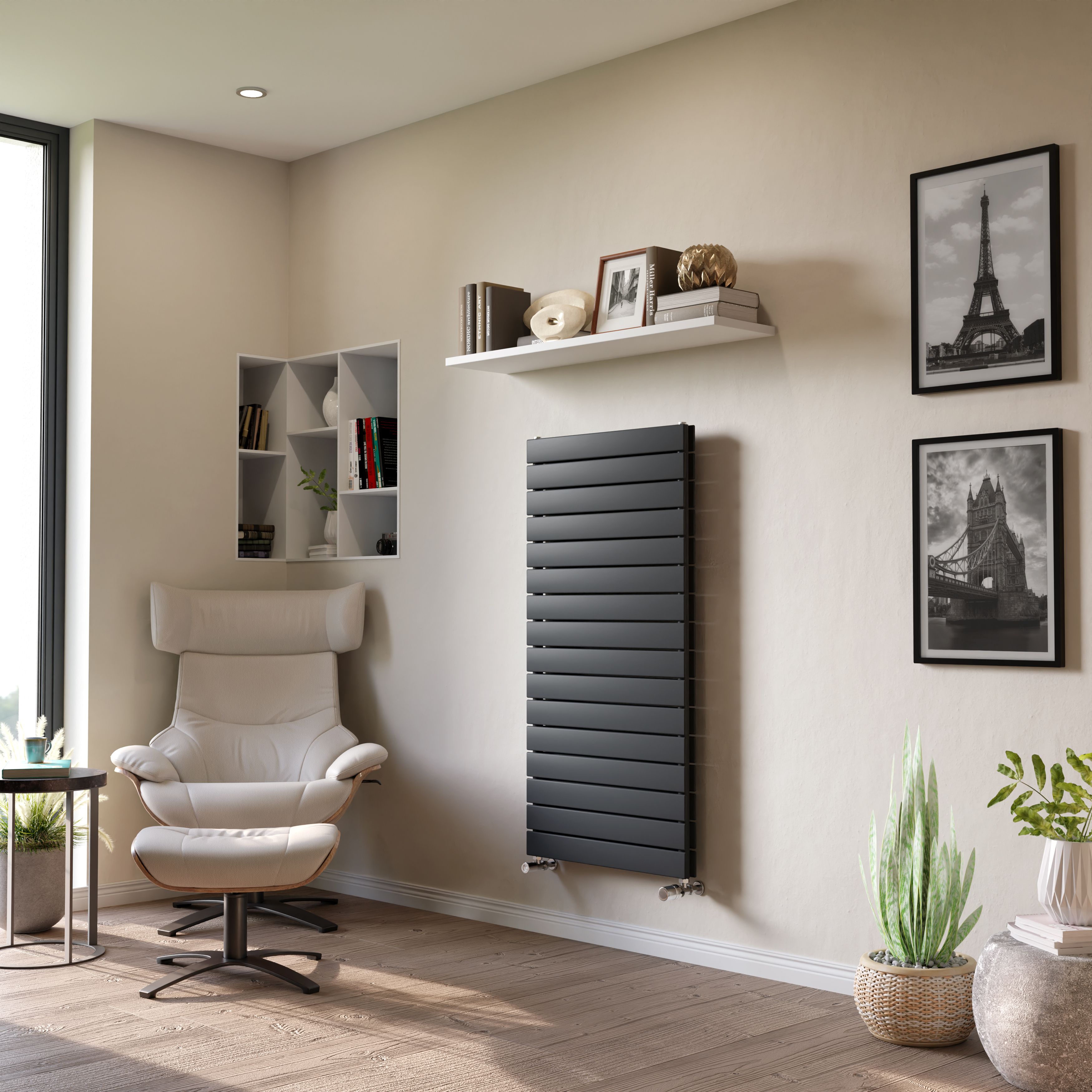Ximax Vertirad Duplex Satin anthracite Vertical Designer panel Radiator, (W)600mm x (H)1195mm