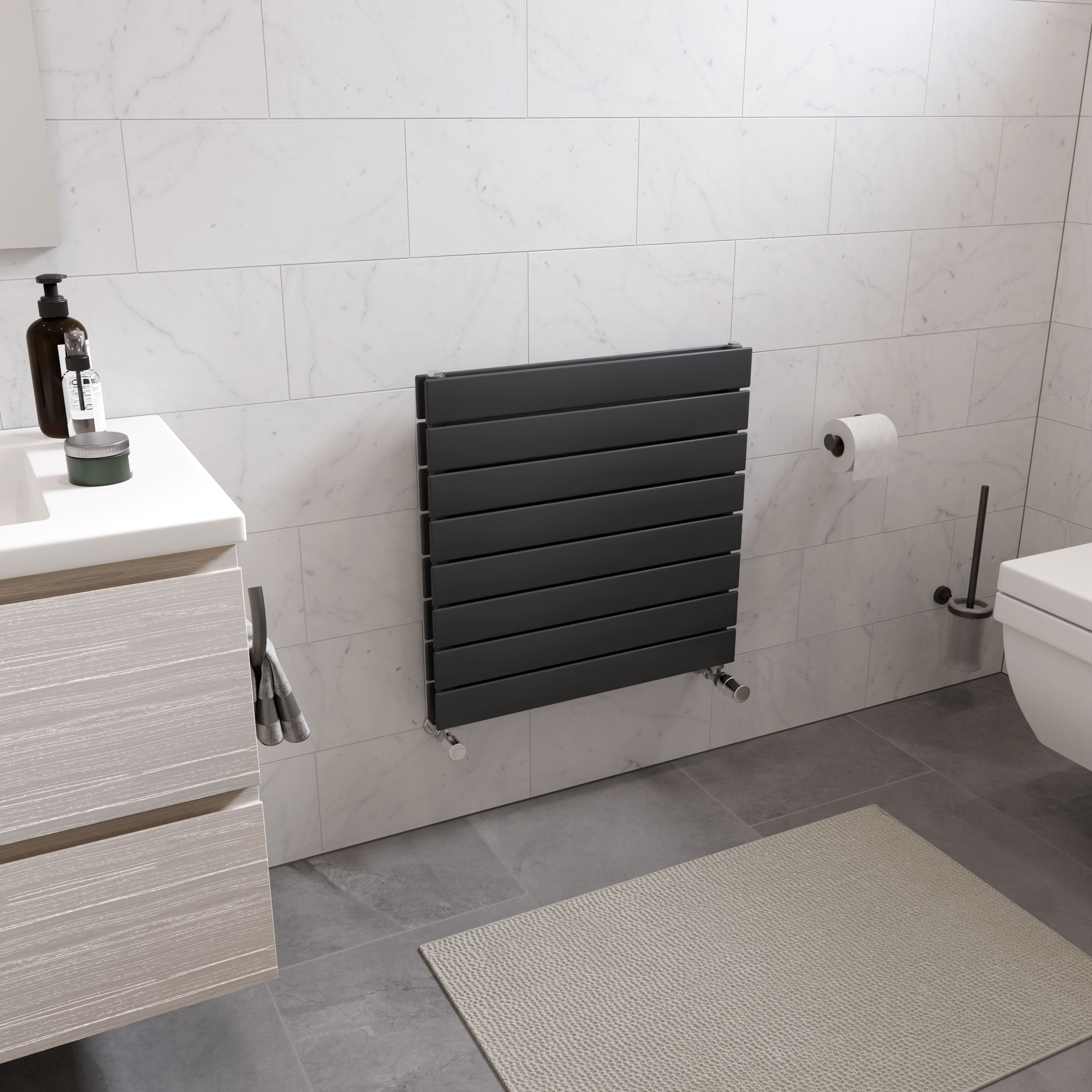 Ximax Vertirad Duplex Satin anthracite Vertical Designer panel Radiator, (W)600mm x (H)595mm