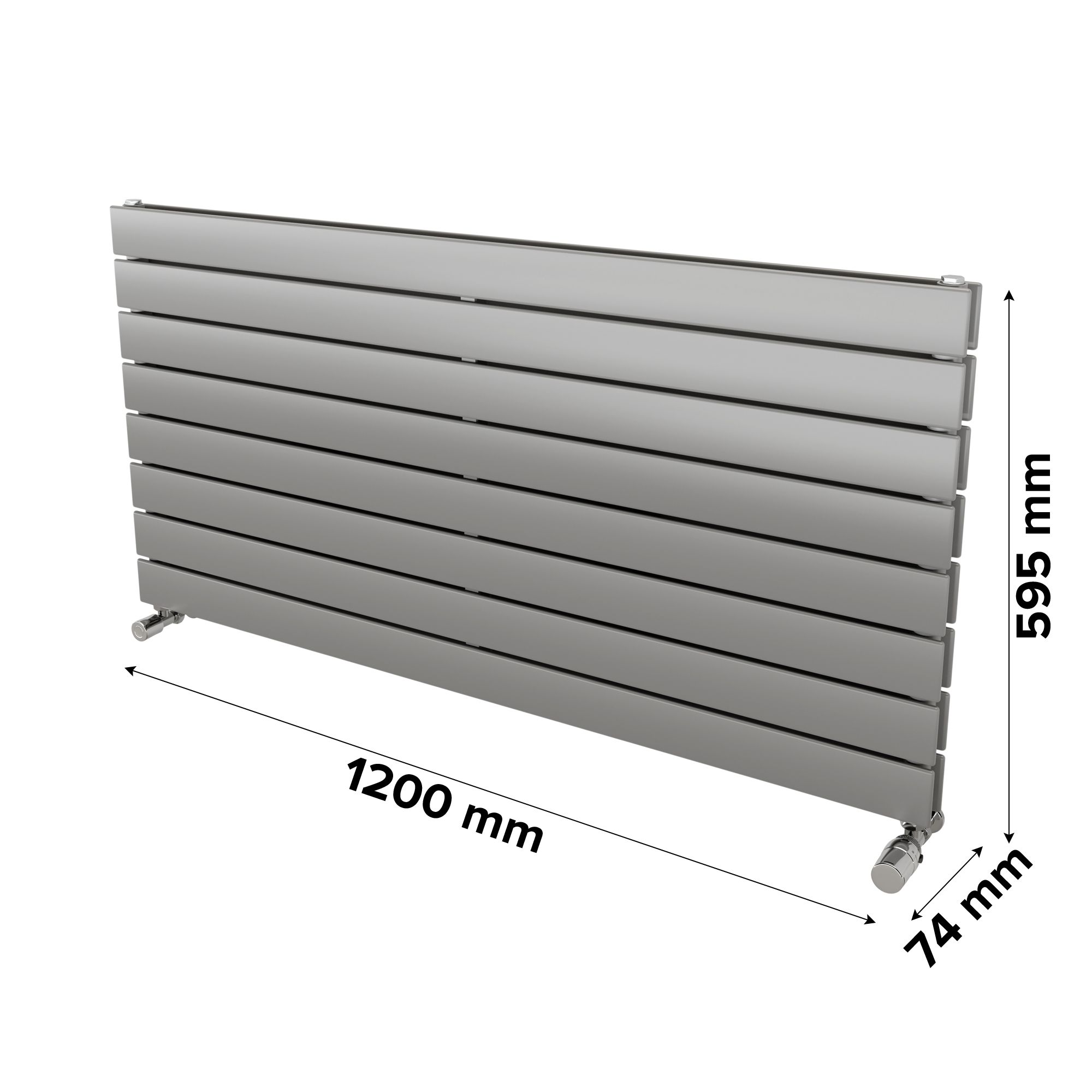Ximax Vertirad Duplex Satin silver effect Horizontal Designer panel Radiator, (W)1200mm x (H)595mm
