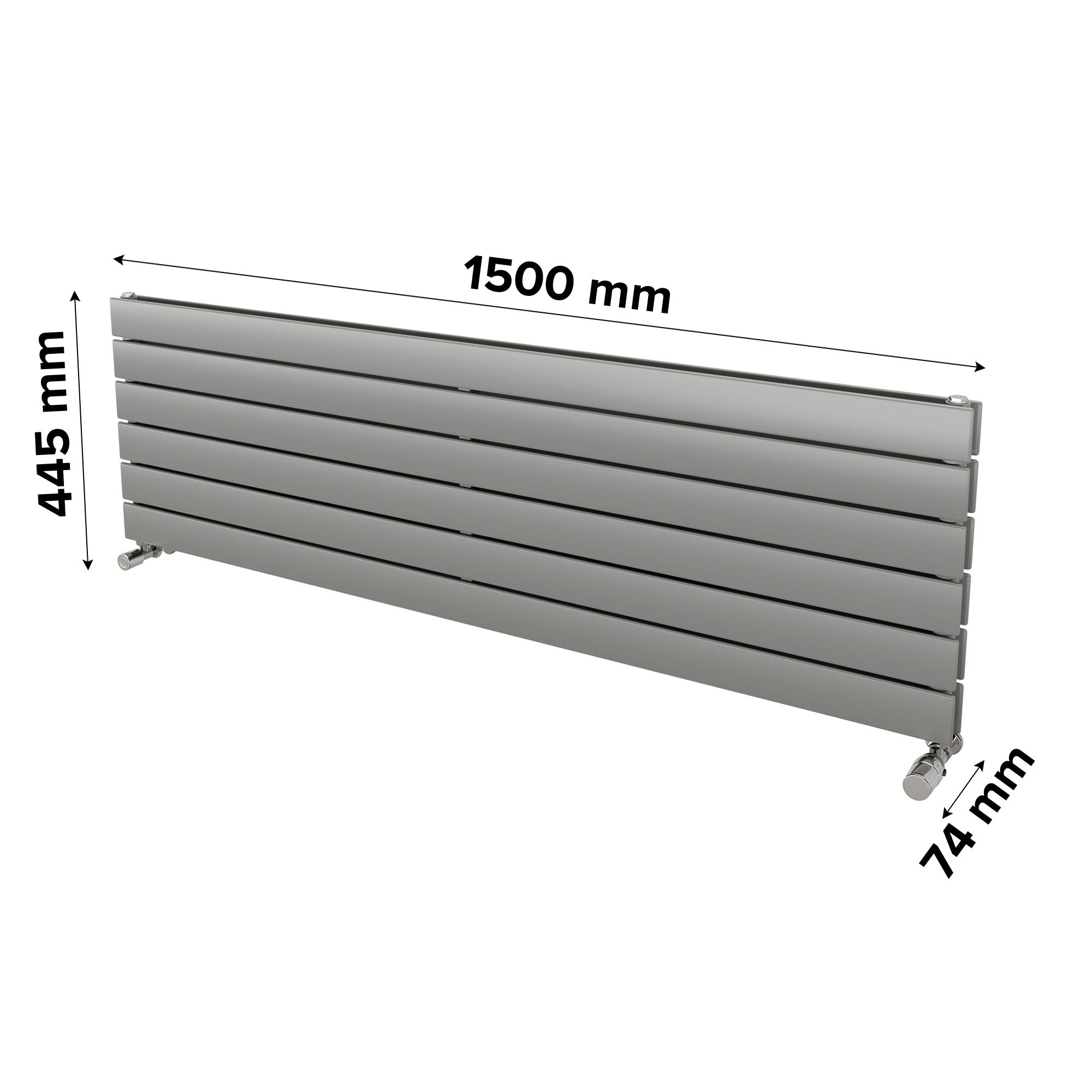 Ximax Vertirad Duplex Satin silver effect Horizontal Designer panel Radiator, (W)1500mm x (H)445mm