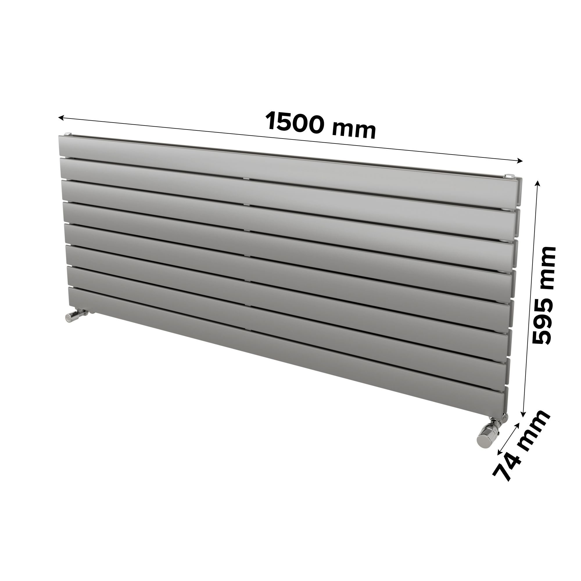 Ximax Vertirad Duplex Satin silver effect Horizontal Designer panel Radiator, (W)1500mm x (H)595mm