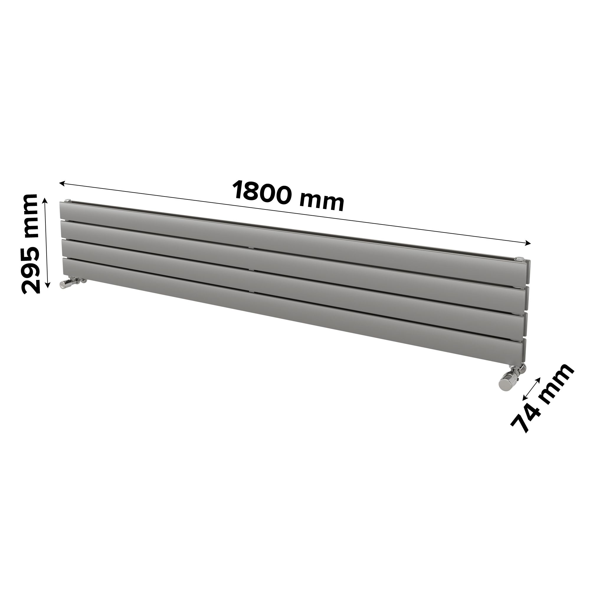 Ximax Vertirad Duplex Satin silver effect Horizontal Designer panel Radiator, (W)1800mm x (H)295mm