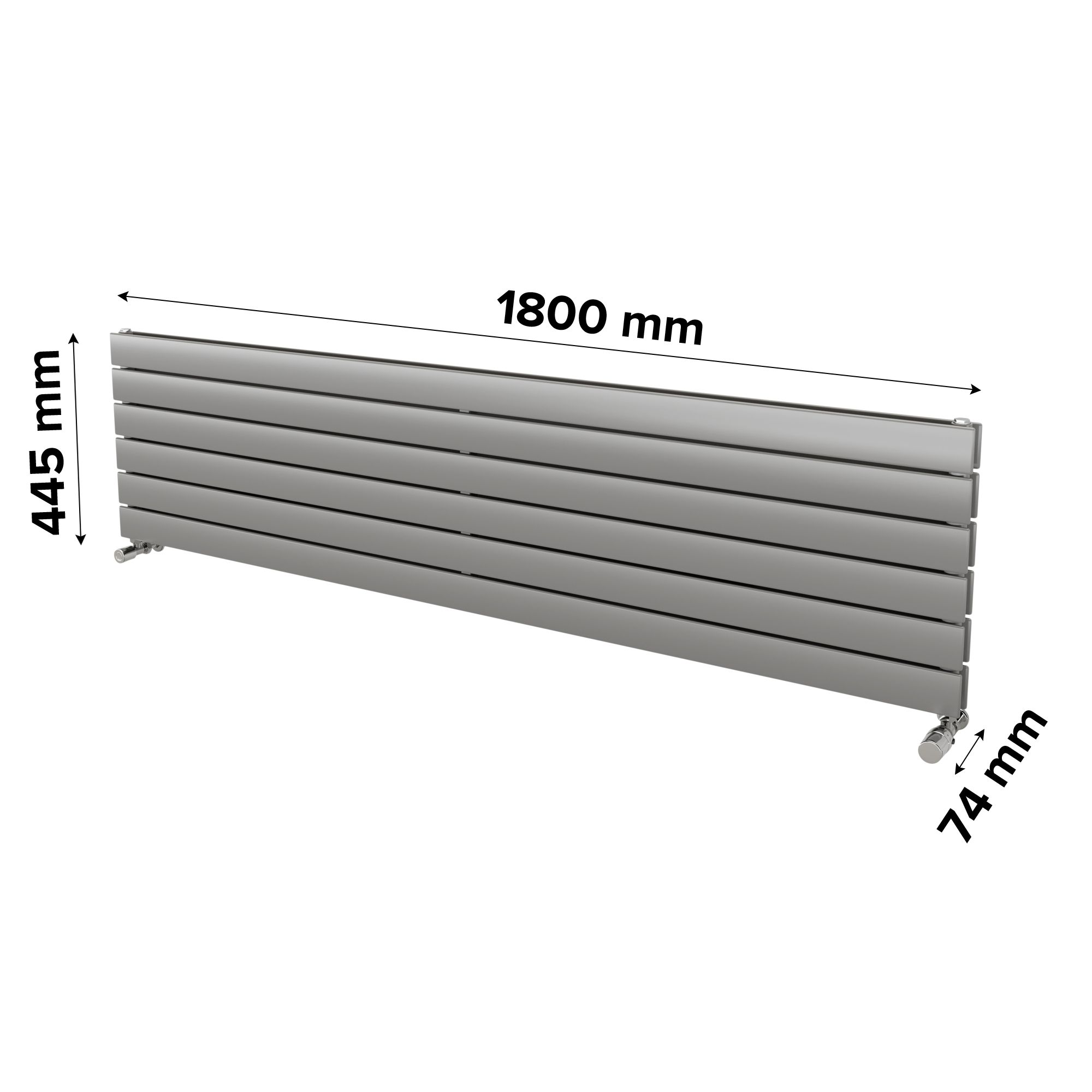 Ximax Vertirad Duplex Satin silver effect Horizontal Designer panel Radiator, (W)1800mm x (H)445mm