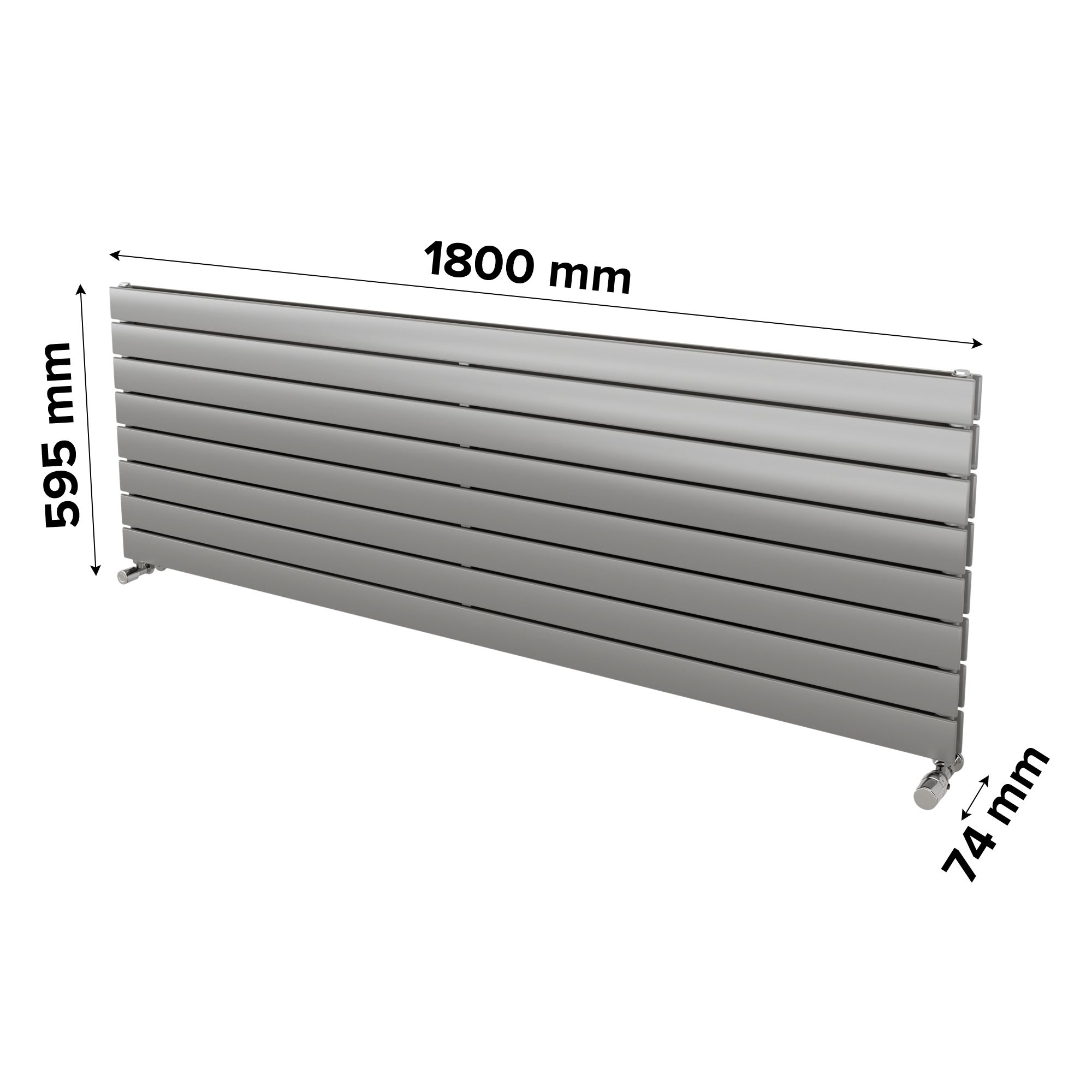 Ximax Vertirad Duplex Satin silver effect Horizontal Designer panel Radiator, (W)1800mm x (H)595mm