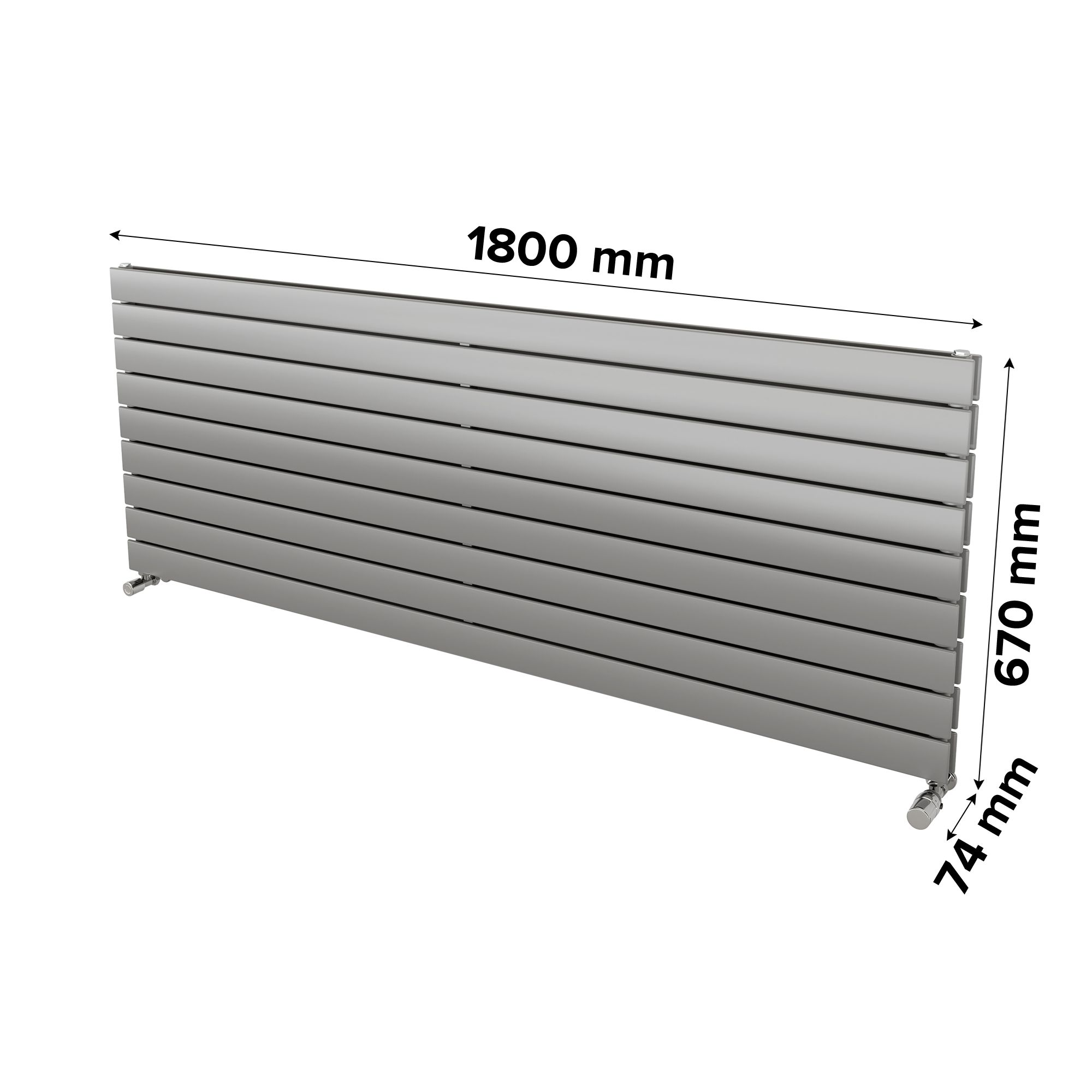 Ximax Vertirad Duplex Satin silver effect Horizontal Designer panel Radiator, (W)1800mm x (H)670mm