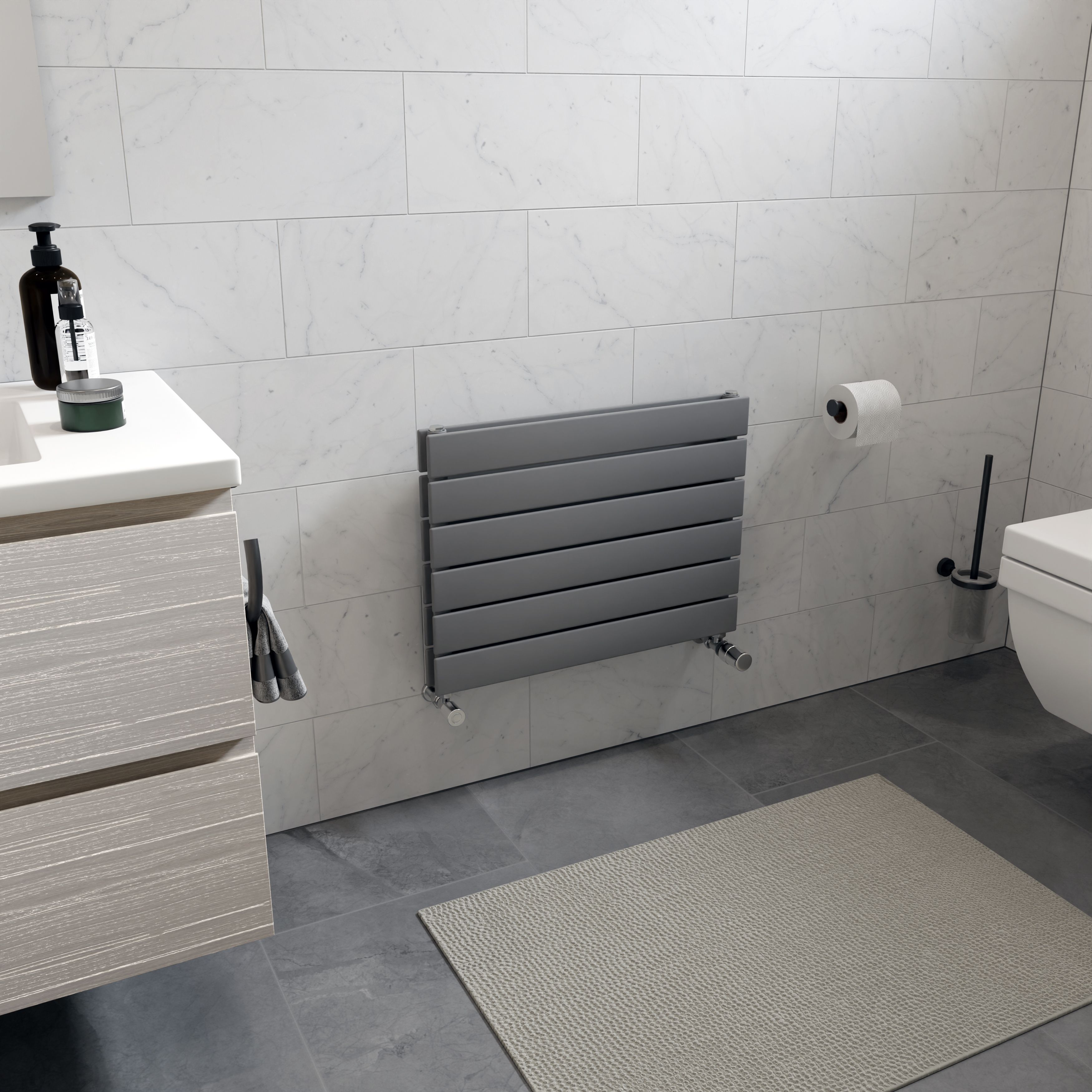 Ximax Vertirad Duplex Satin silver effect Horizontal Designer panel Radiator, (W)600mm x (H)445mm