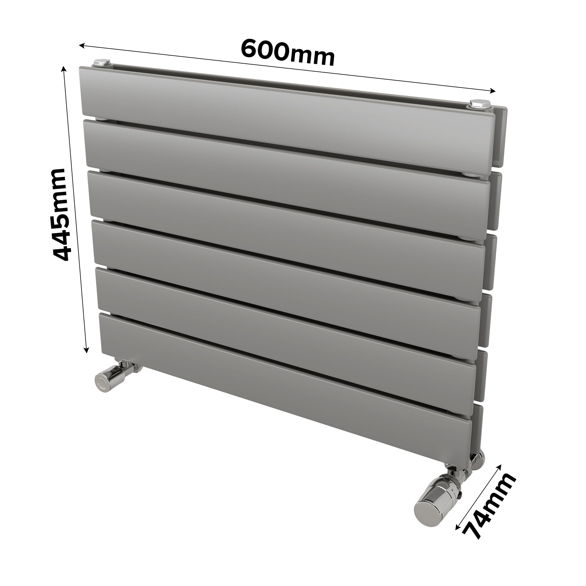 Ximax Vertirad Duplex Satin silver effect Horizontal Designer panel Radiator, (W)600mm x (H)445mm