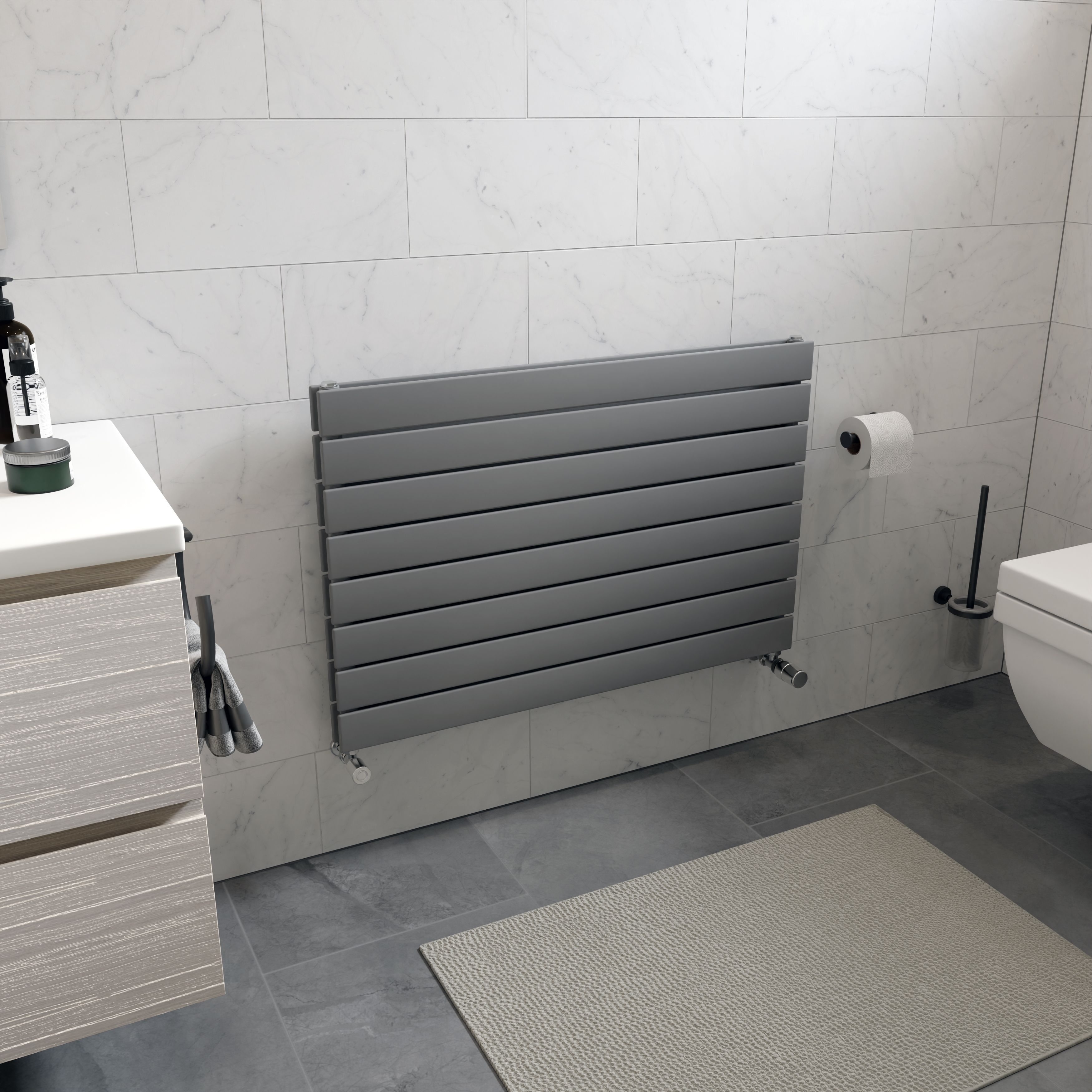 Ximax Vertirad Duplex Satin silver effect Horizontal Designer panel Radiator, (W)900mm x (H)595mm