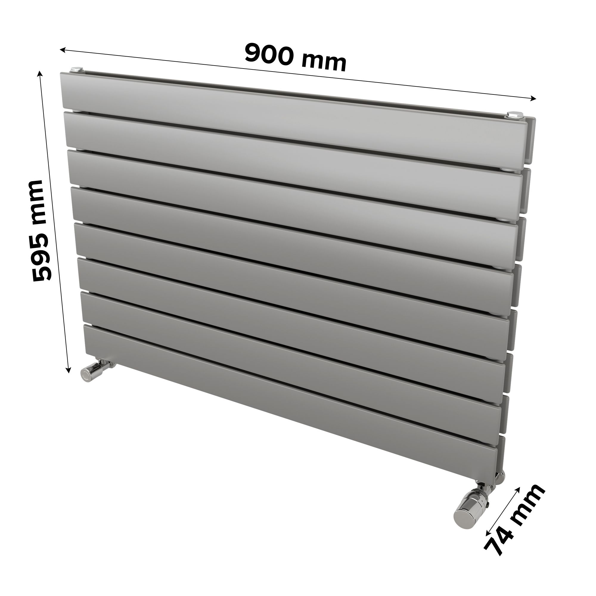 Ximax Vertirad Duplex Satin silver effect Horizontal Designer panel Radiator, (W)900mm x (H)595mm