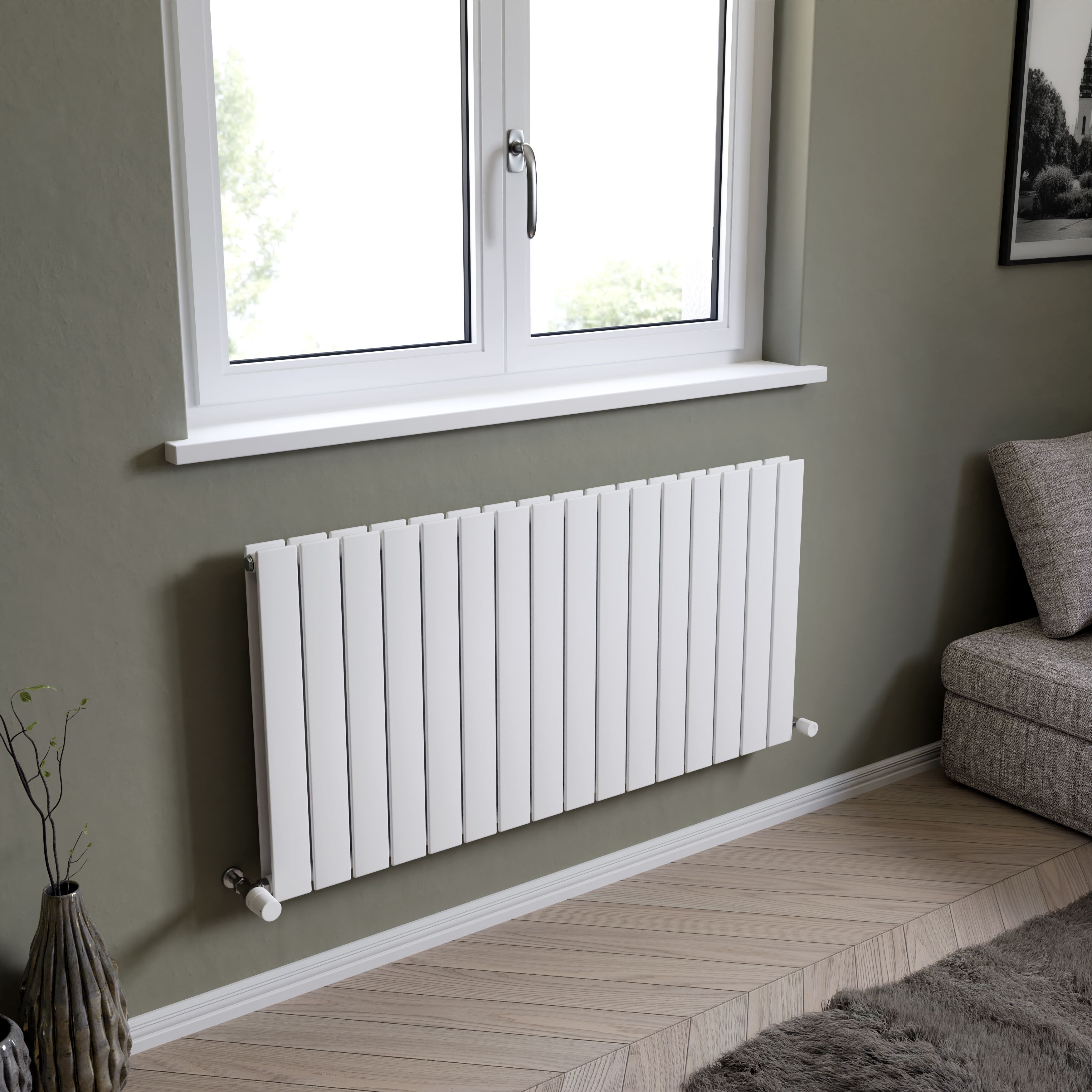Ximax Vertirad Duplex Satin white Horizontal Designer panel Radiator, (W)1195mm x (H)600mm