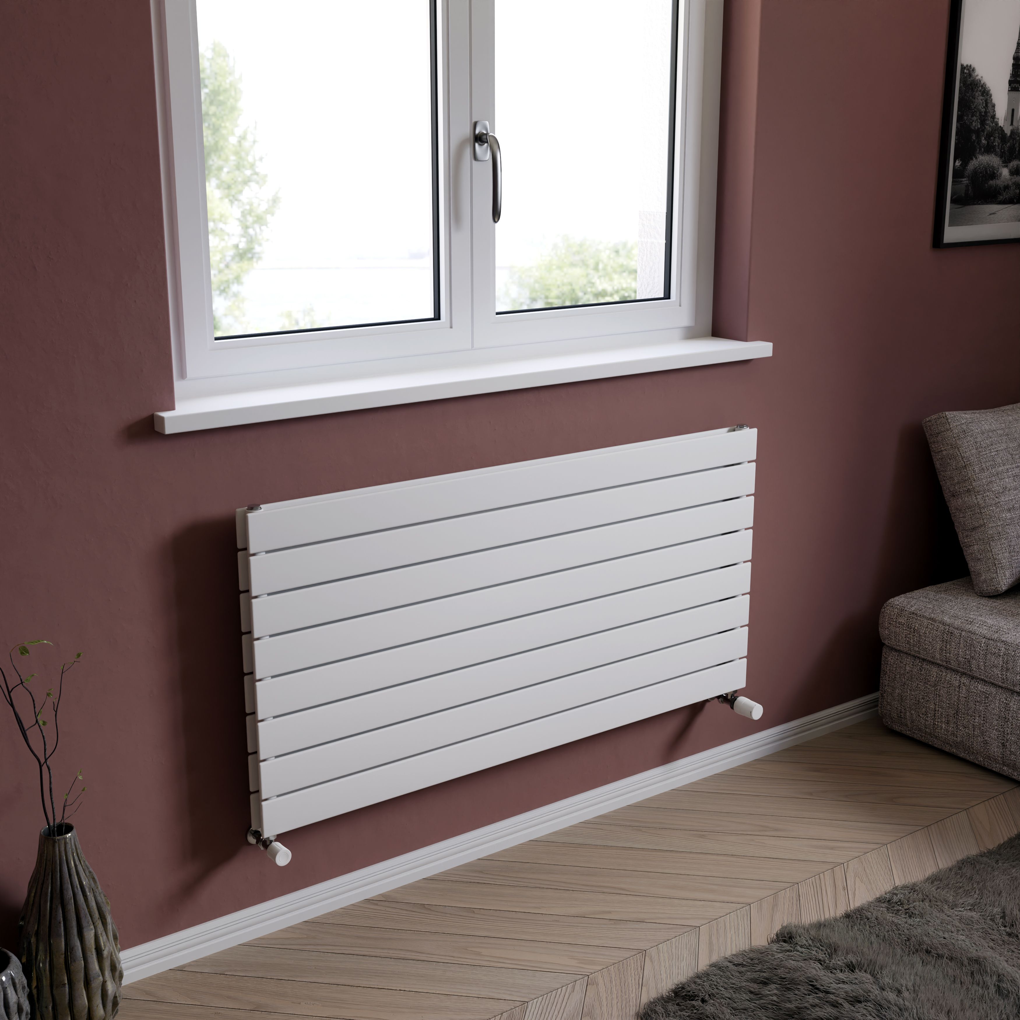 Ximax Vertirad Duplex Satin white Horizontal Designer panel Radiator, (W)1200mm x (H)595mm