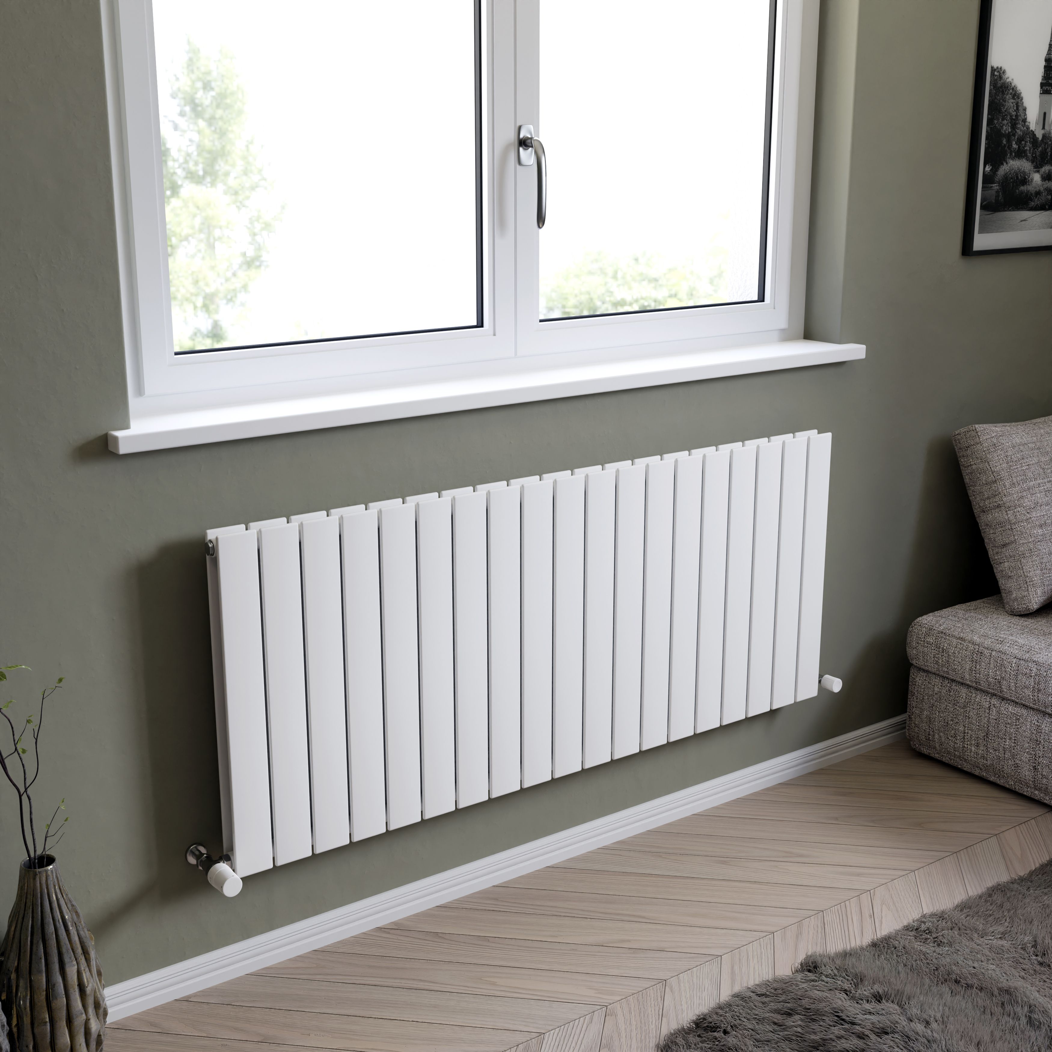 Ximax Vertirad Duplex Satin white Horizontal Designer panel Radiator, (W)1420mm x (H)600mm