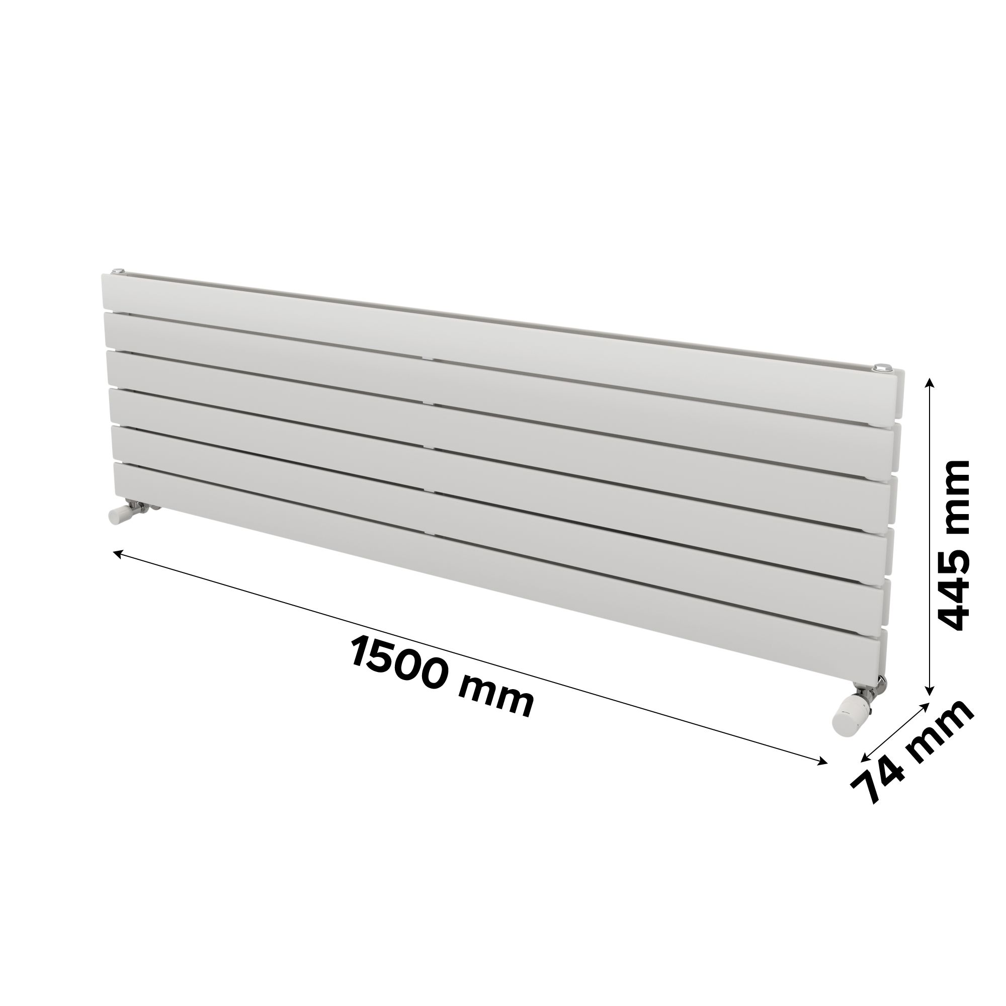 Ximax Vertirad Duplex Satin white Horizontal Designer panel Radiator, (W)1500mm x (H)445mm