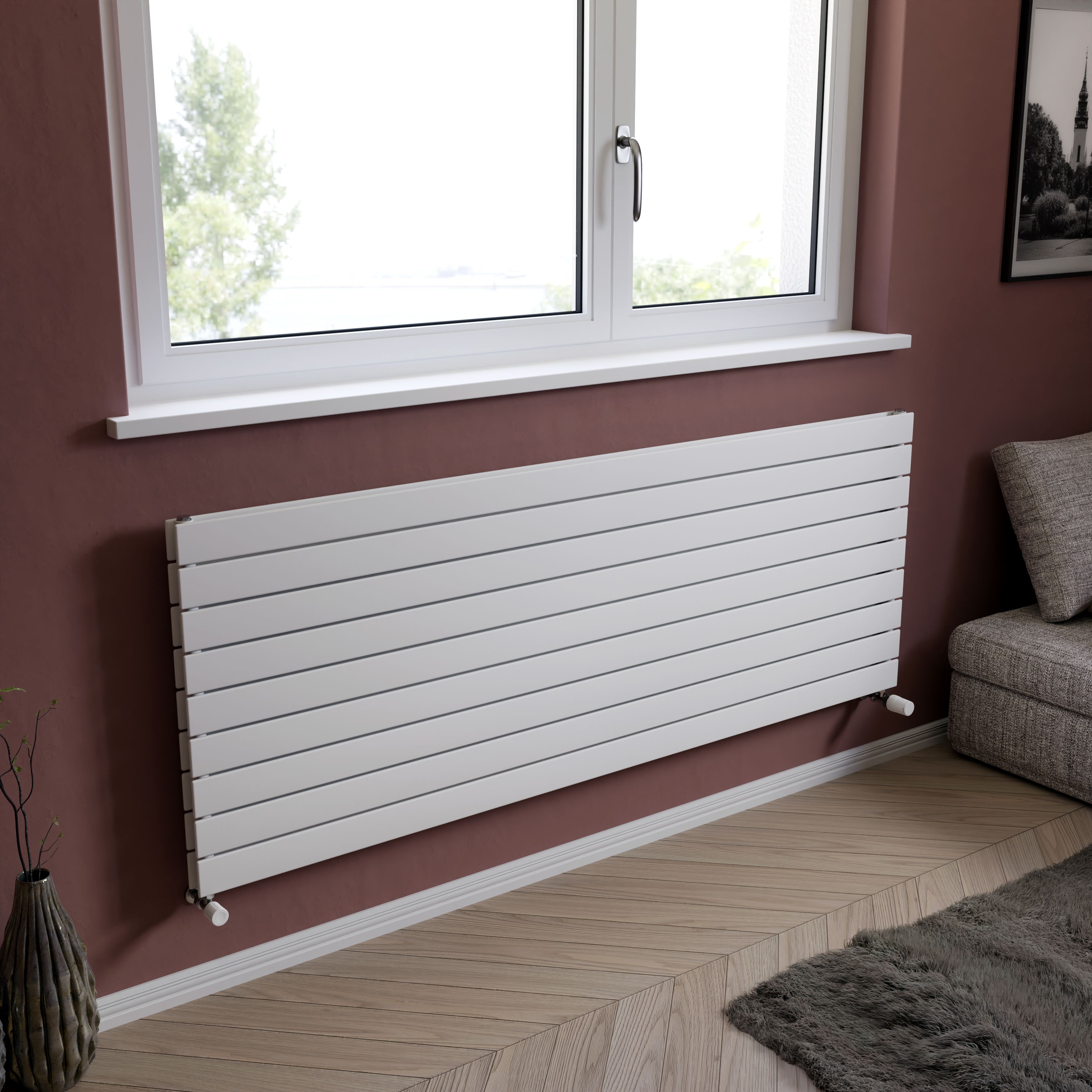 Ximax Vertirad Duplex Satin white Horizontal Designer panel Radiator, (W)1800mm x (H)670mm