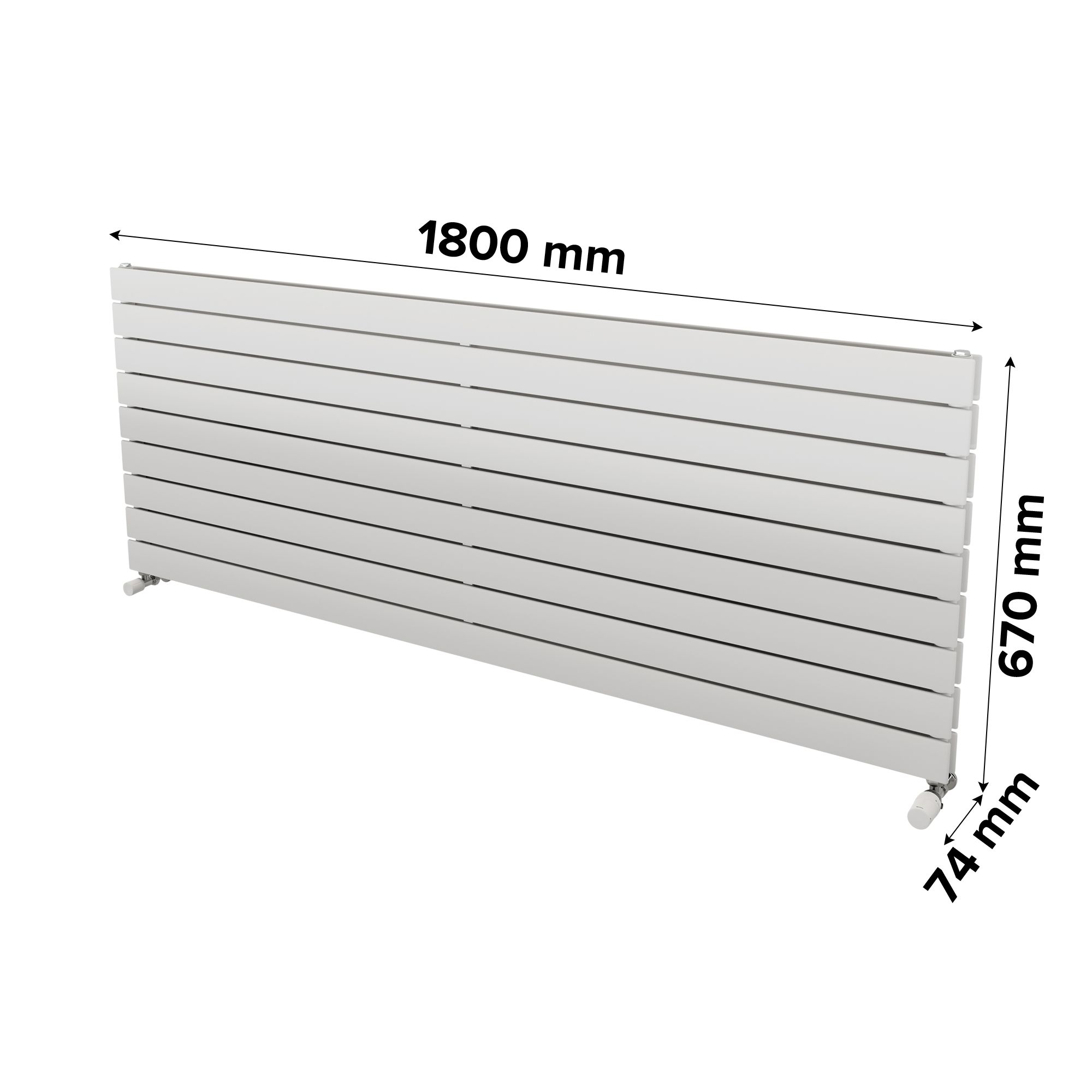 Ximax Vertirad Duplex Satin white Horizontal Designer panel Radiator, (W)1800mm x (H)670mm