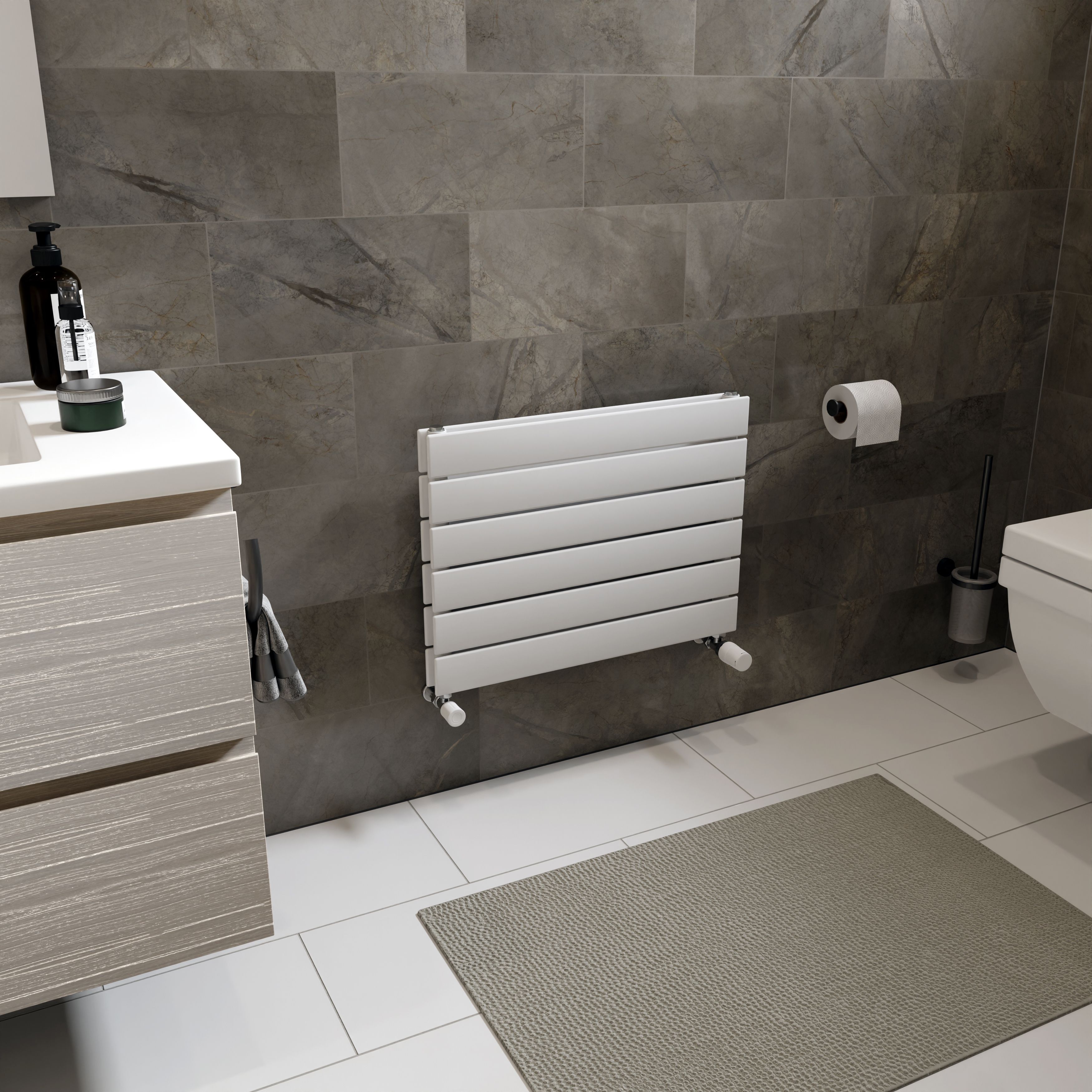 Ximax Vertirad Duplex Satin white Horizontal Designer panel Radiator, (W)600mm x (H)445mm