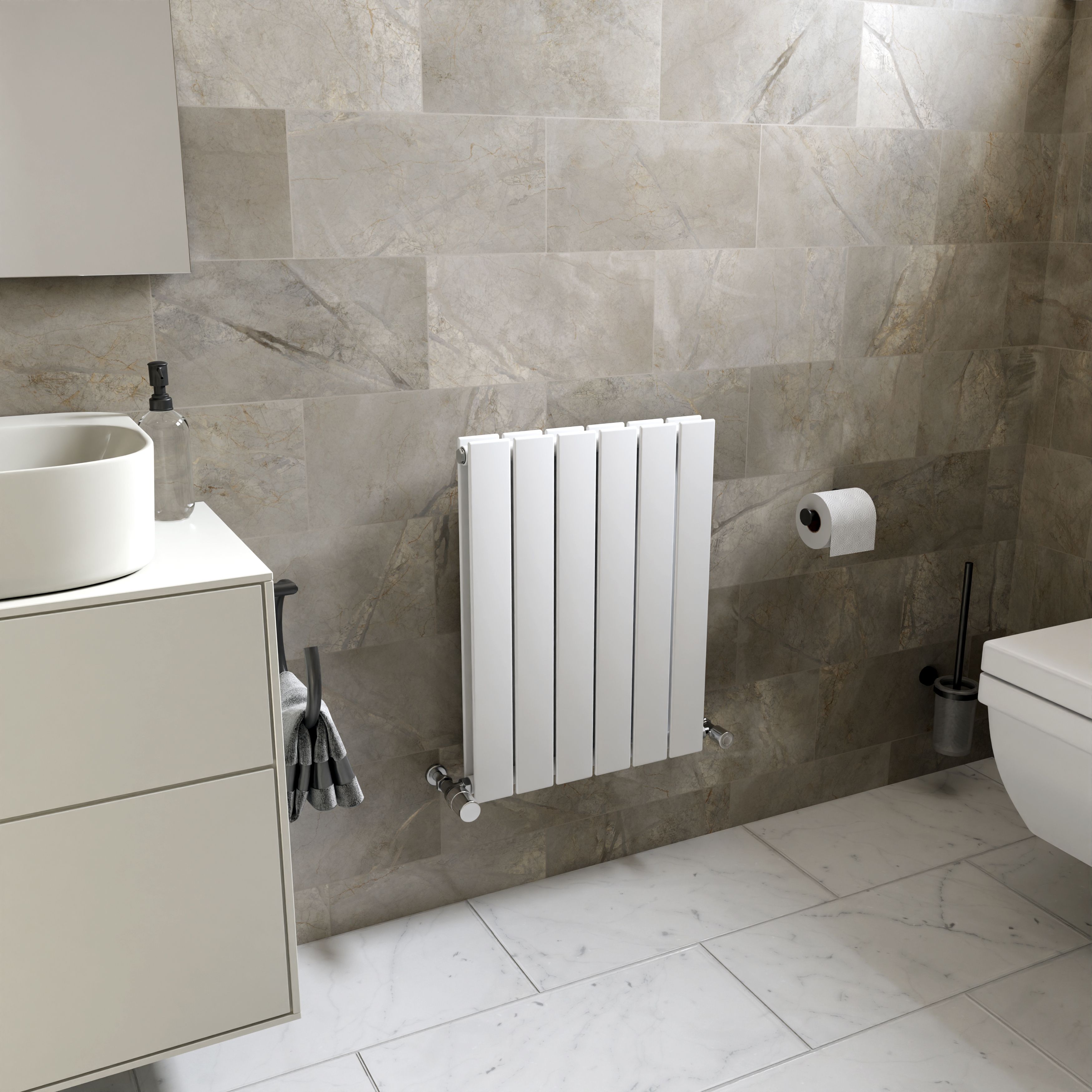 Ximax Vertirad Duplex Satin white Vertical Designer panel Radiator, (W)445mm x (H)600mm