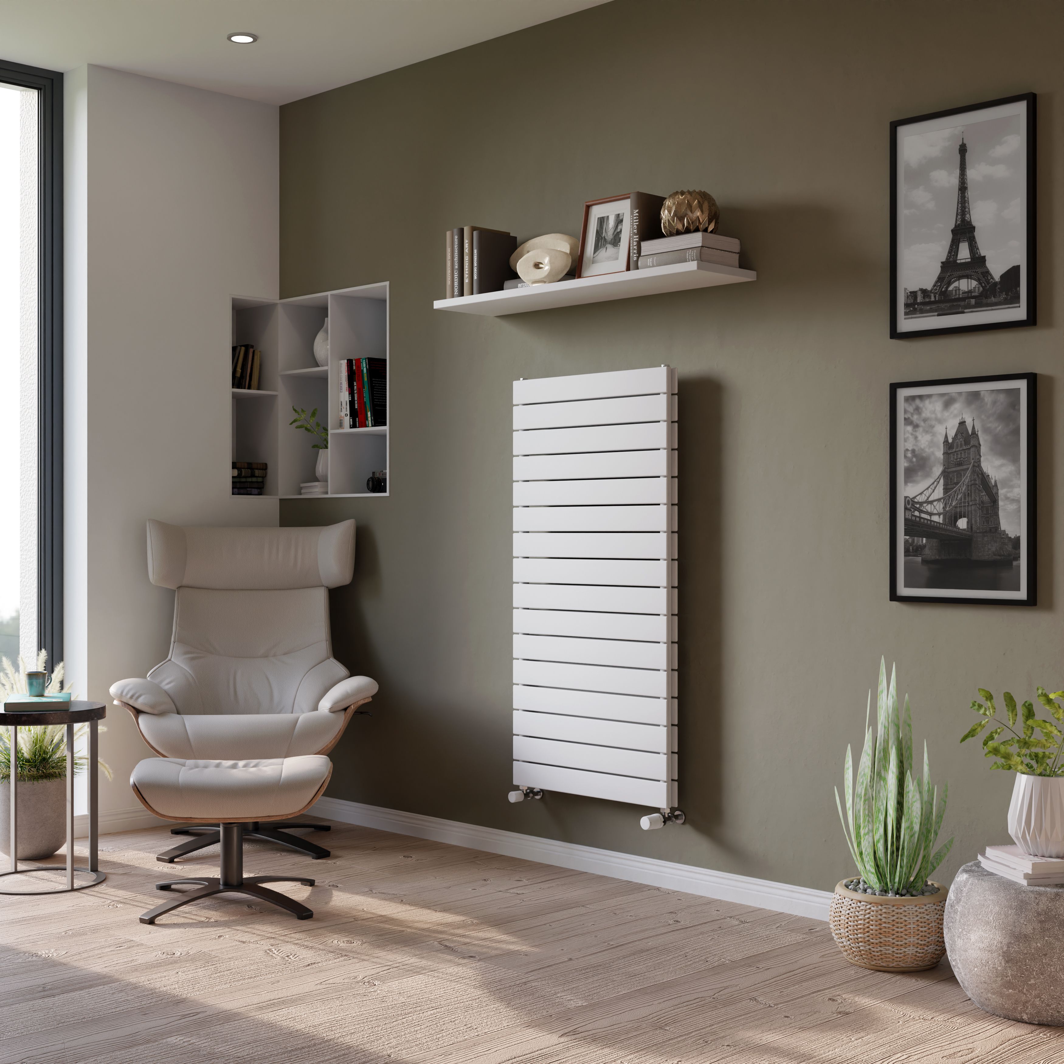 Ximax Vertirad Duplex Satin white Vertical Designer panel Radiator, (W)600mm x (H)1195mm