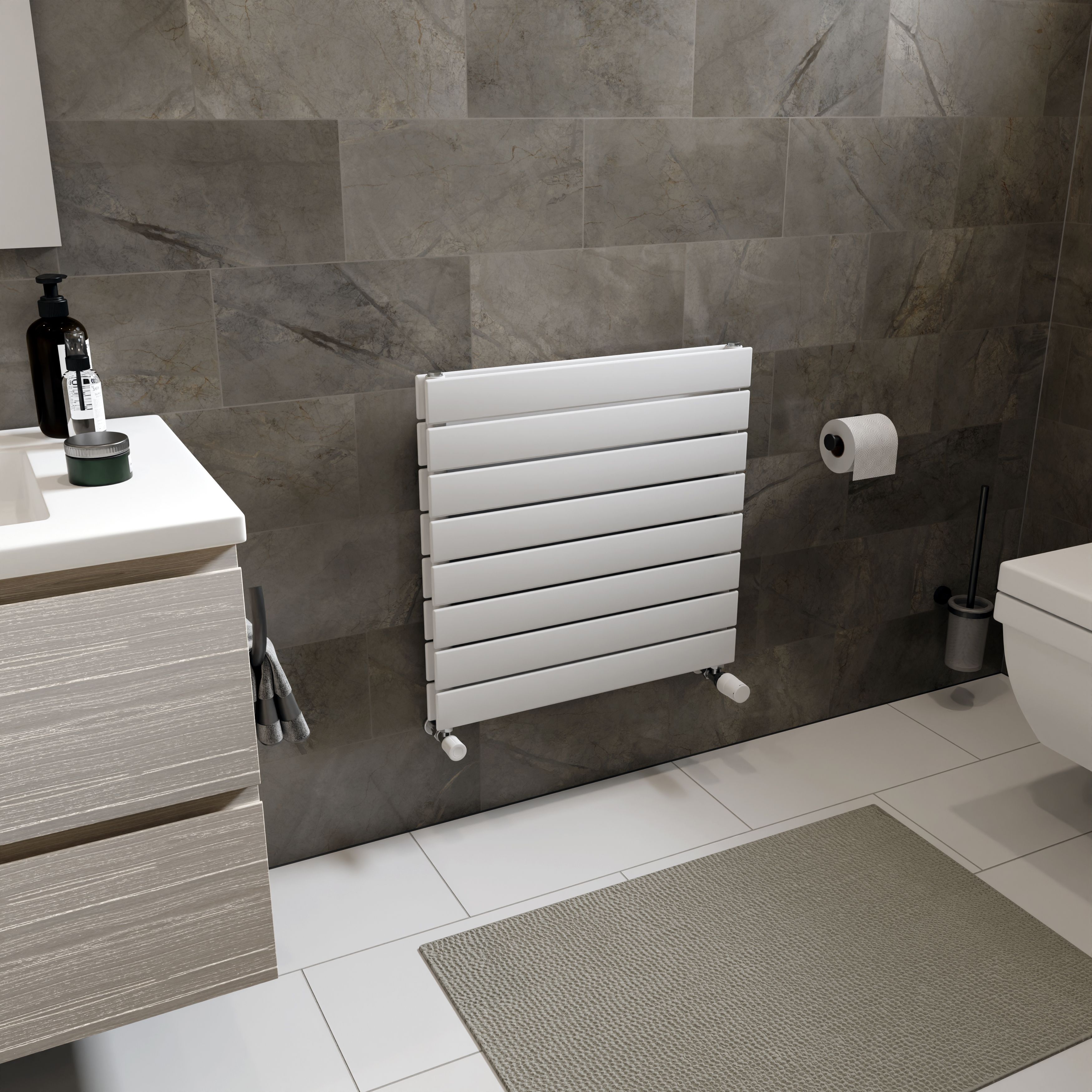 Ximax Vertirad Duplex Satin white Vertical Designer panel Radiator, (W)600mm x (H)595mm