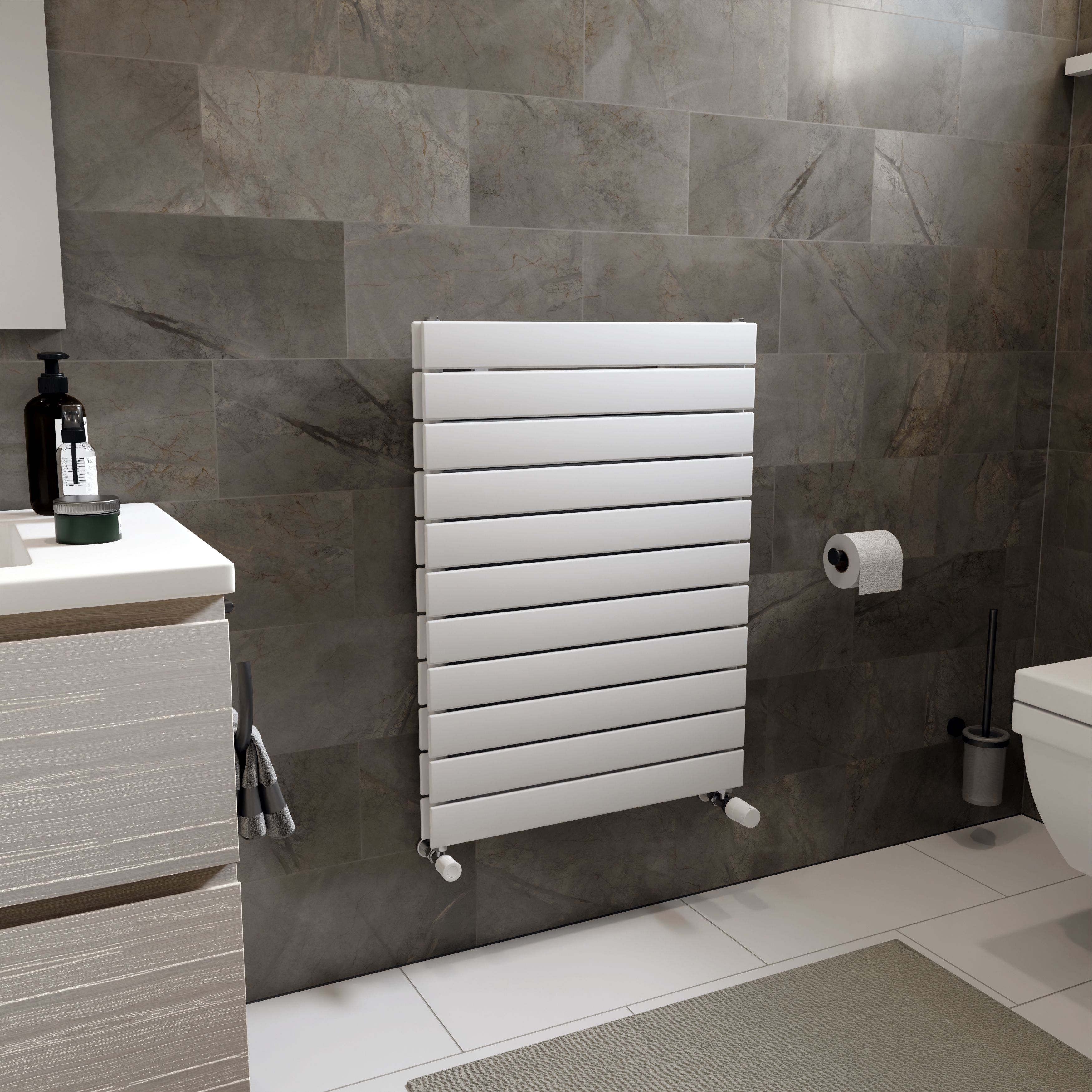 Ximax Vertirad Duplex Satin white Vertical Designer panel Radiator, (W)600mm x (H)820mm