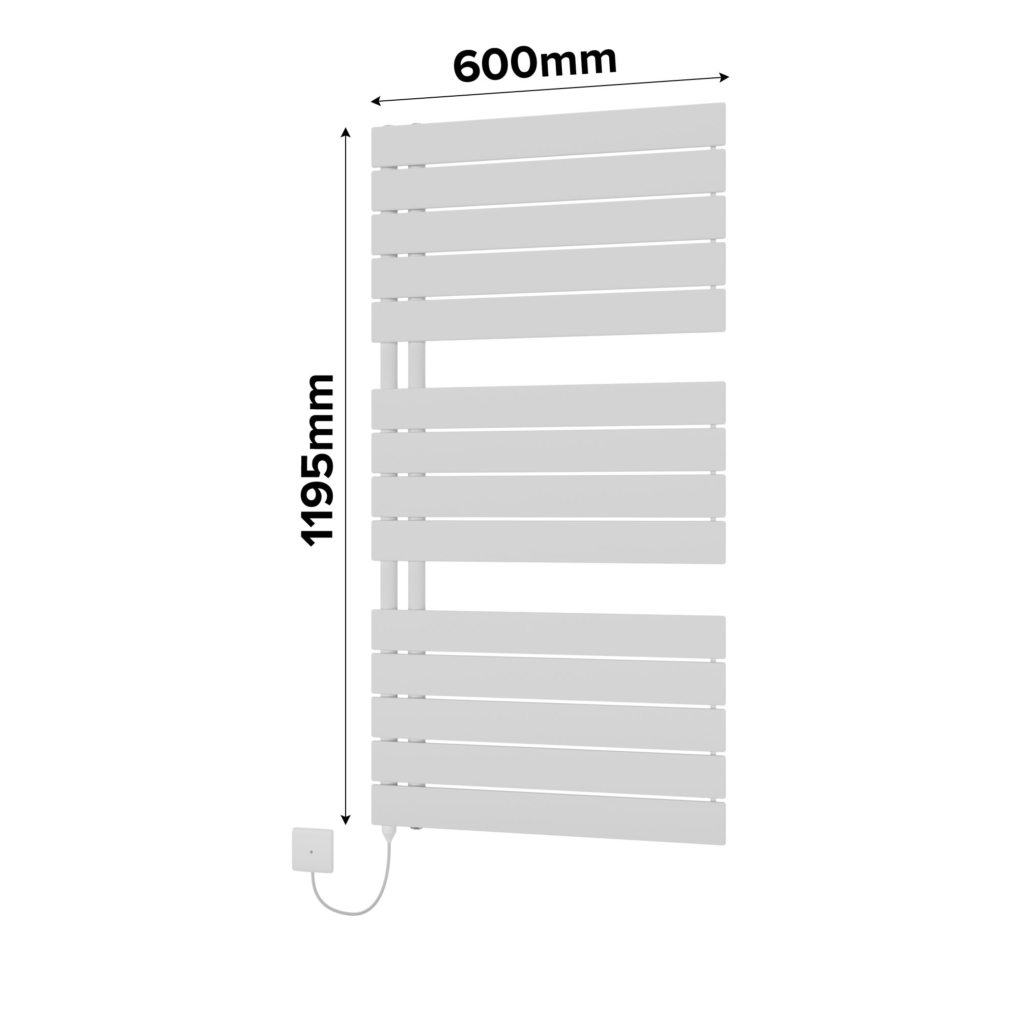 Ximax Vertirad Open Satin white Vertical Electric towel warmer Radiator, (W)600mm x (H)1195mm