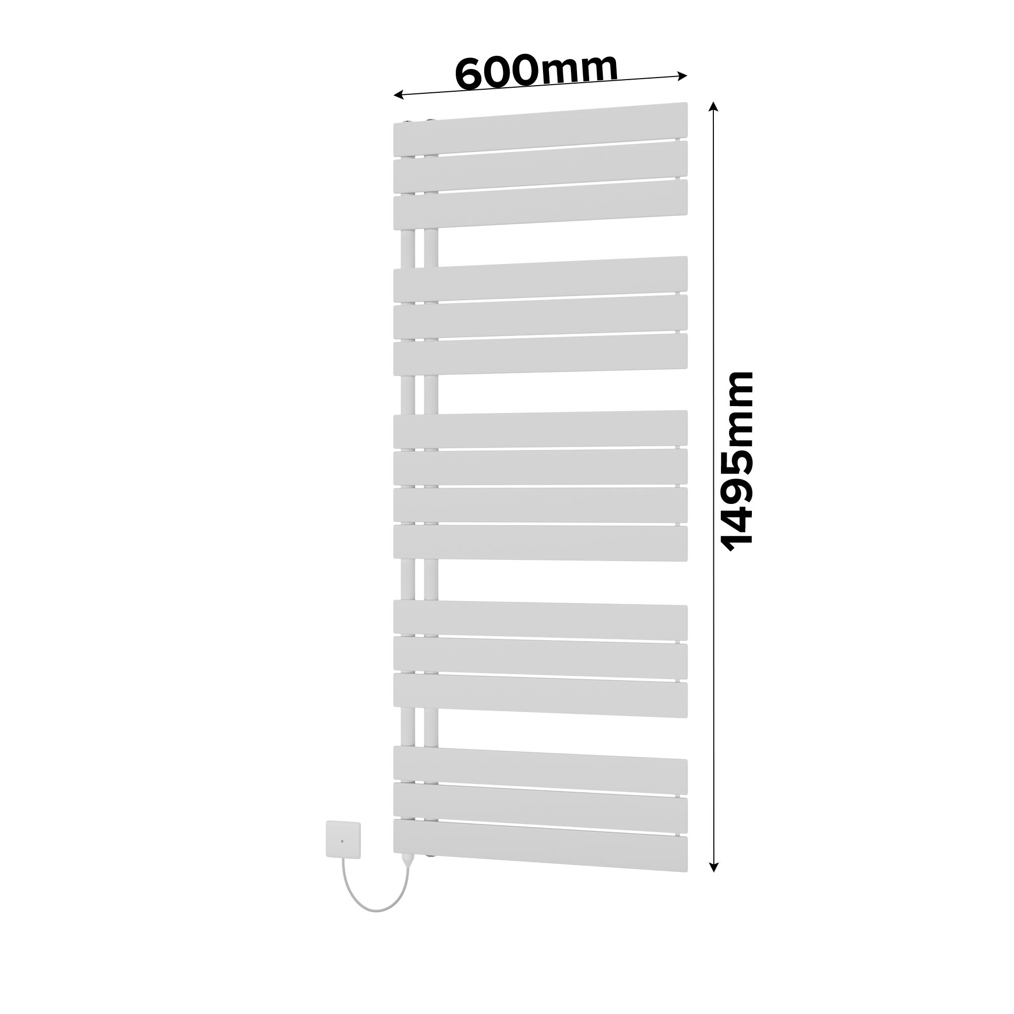 Ximax Vertirad Open Satin white Vertical Electric towel warmer Radiator, (W)600mm x (H)1495mm