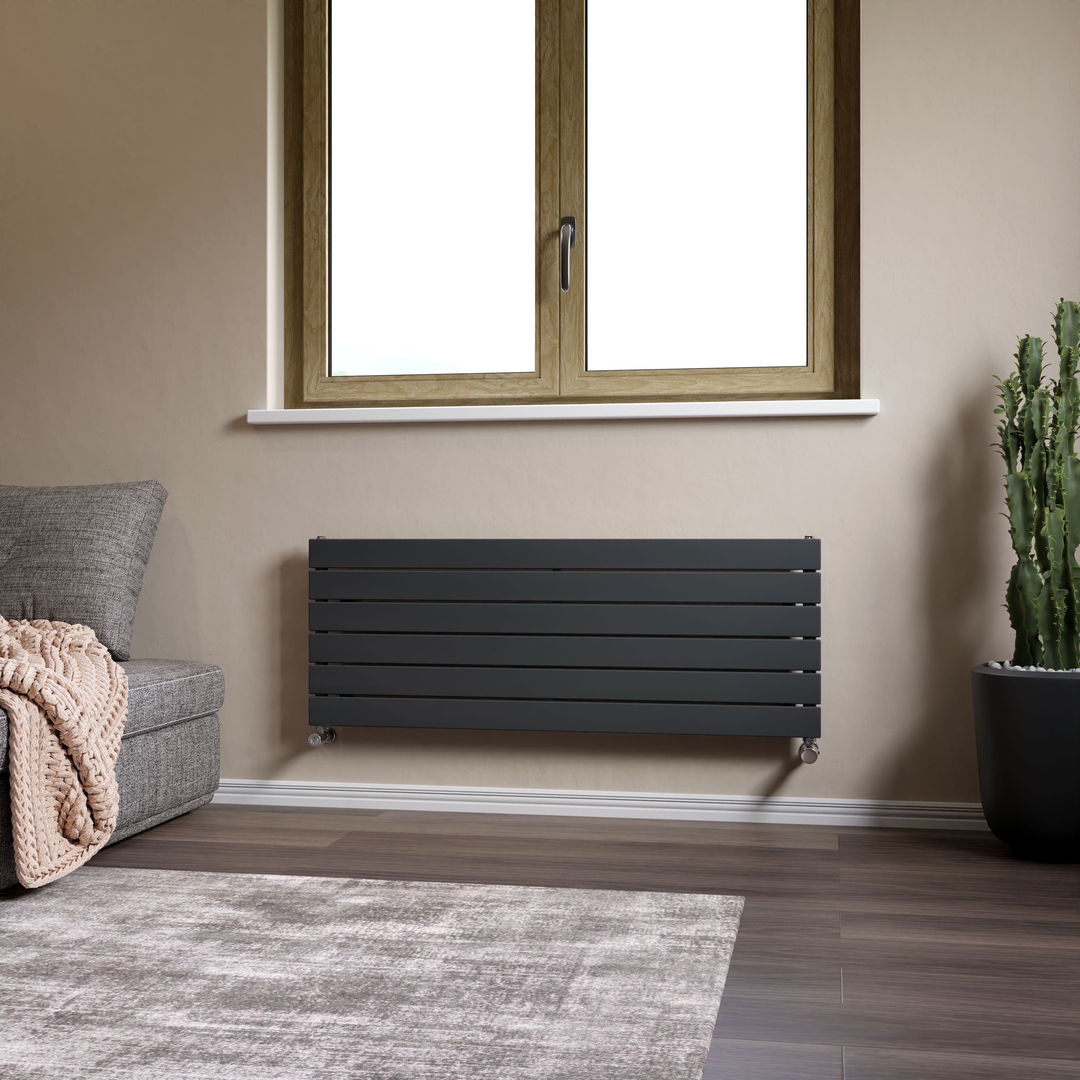 Ximax Vertirad Satin anthracite Horizontal Designer panel Radiator, (W)1200mm x (H)445mm