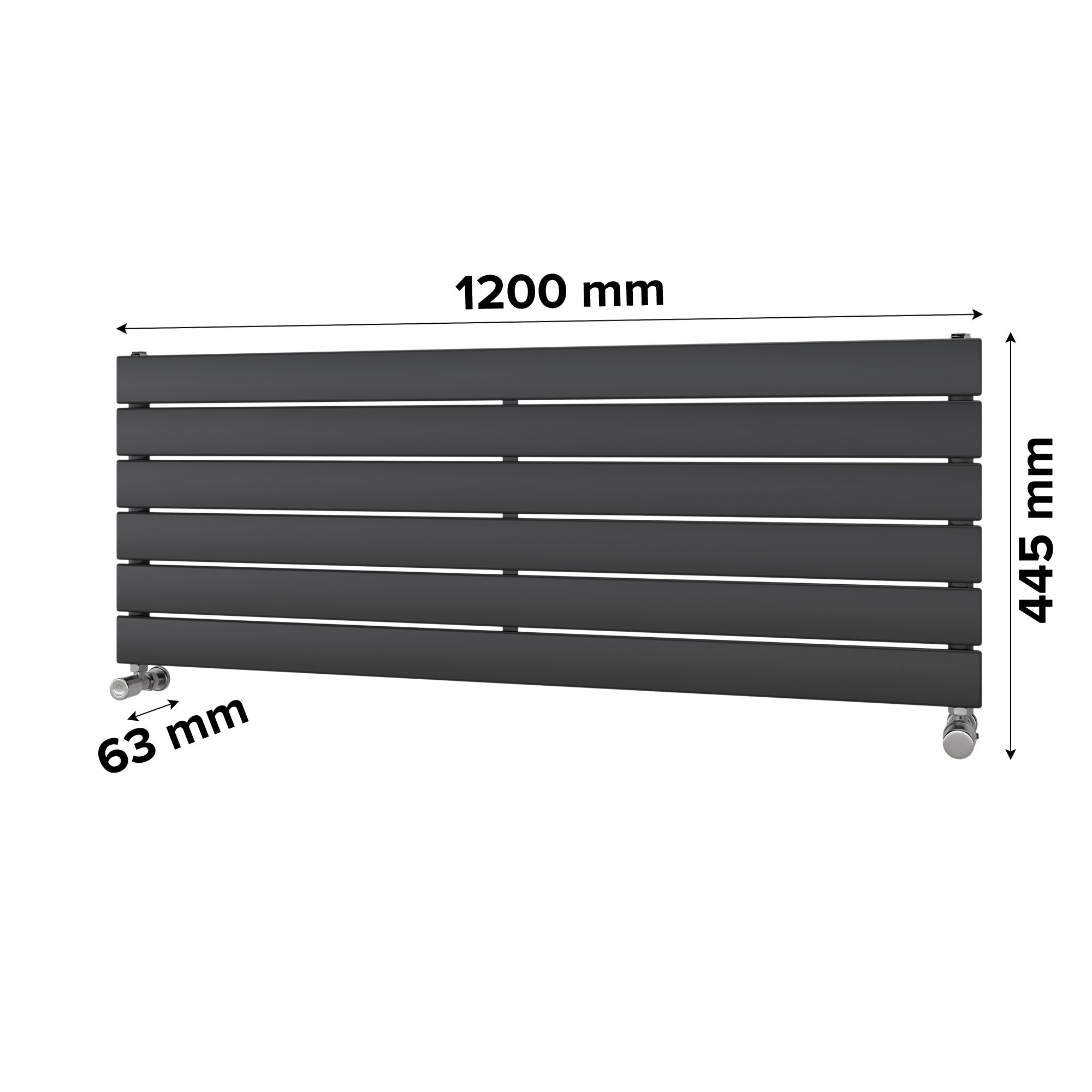 Ximax Vertirad Satin anthracite Horizontal Designer panel Radiator, (W)1200mm x (H)445mm