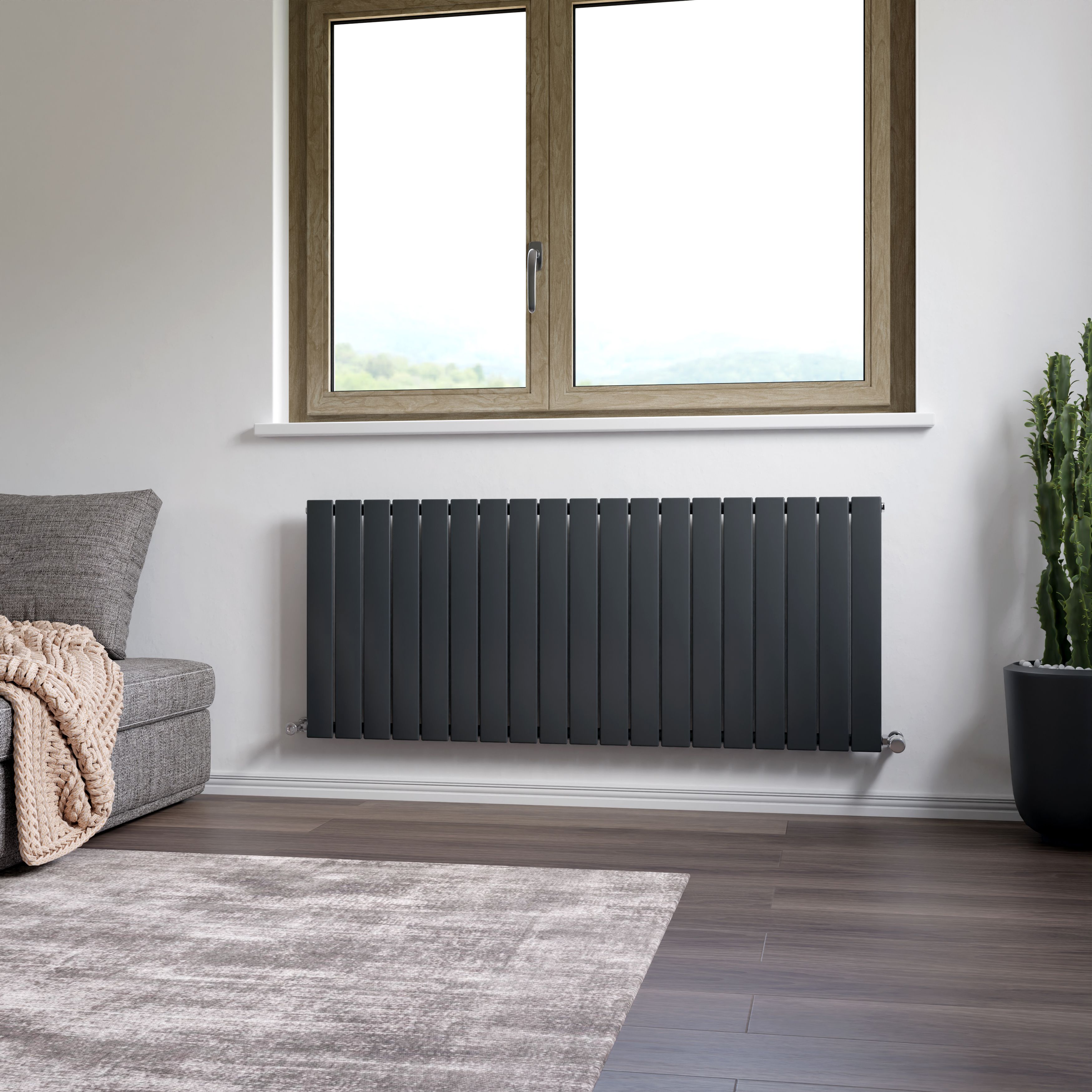 Ximax Vertirad Satin anthracite Horizontal Designer panel Radiator, (W)1420mm x (H)600mm