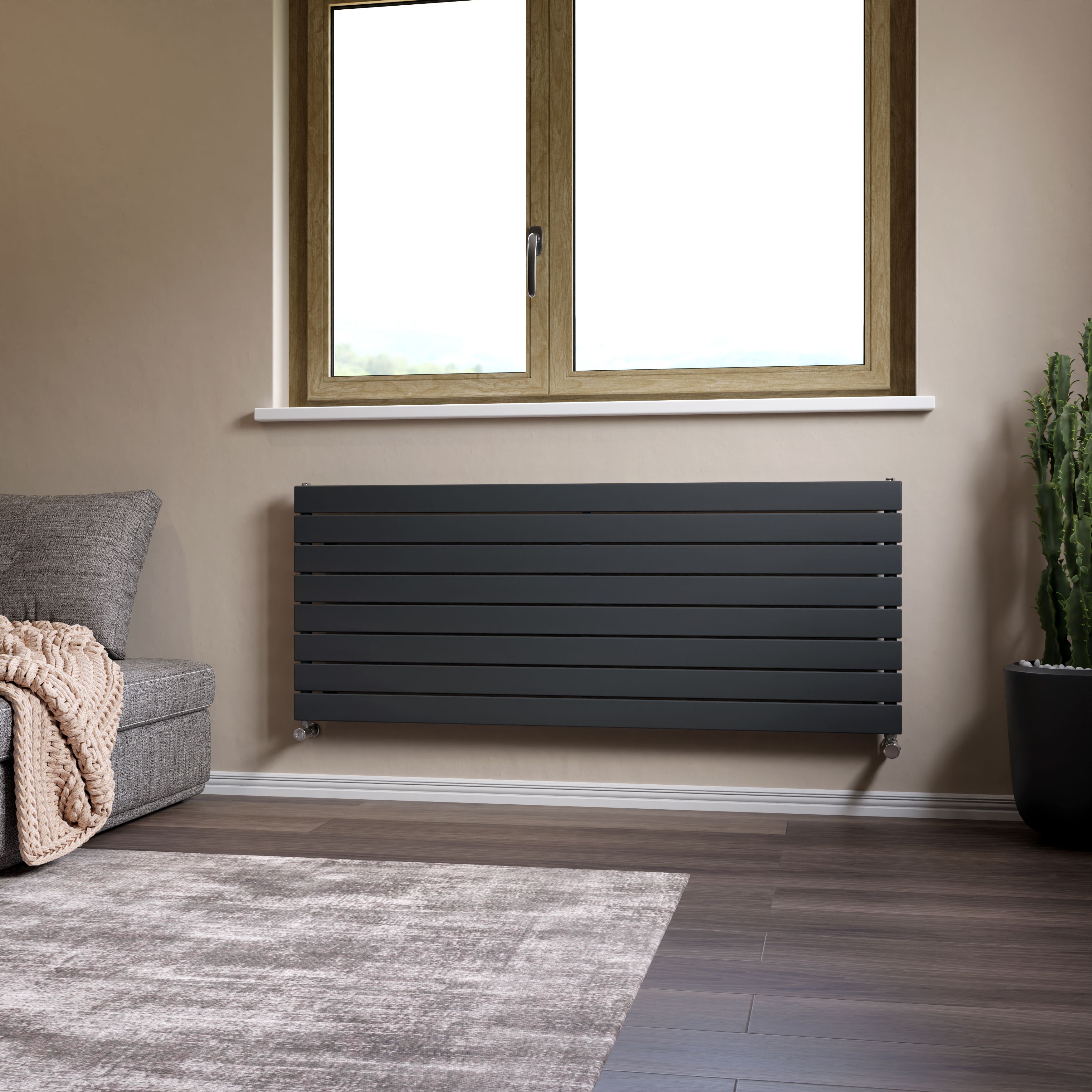 Ximax Vertirad Satin anthracite Horizontal Designer panel Radiator, (W)1500mm x (H)595mm