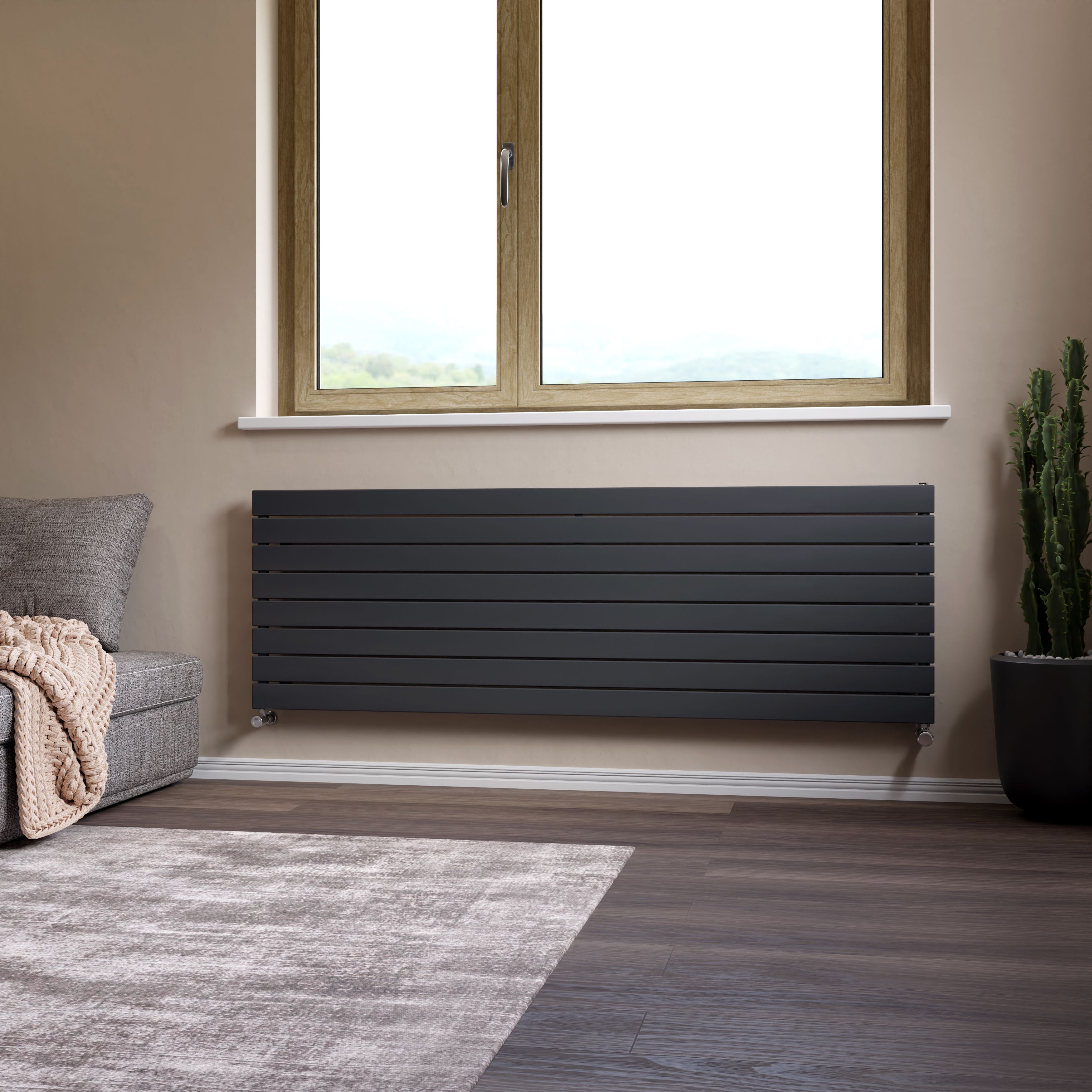 Ximax Vertirad Satin anthracite Horizontal Designer panel Radiator, (W)1800mm x (H)595mm