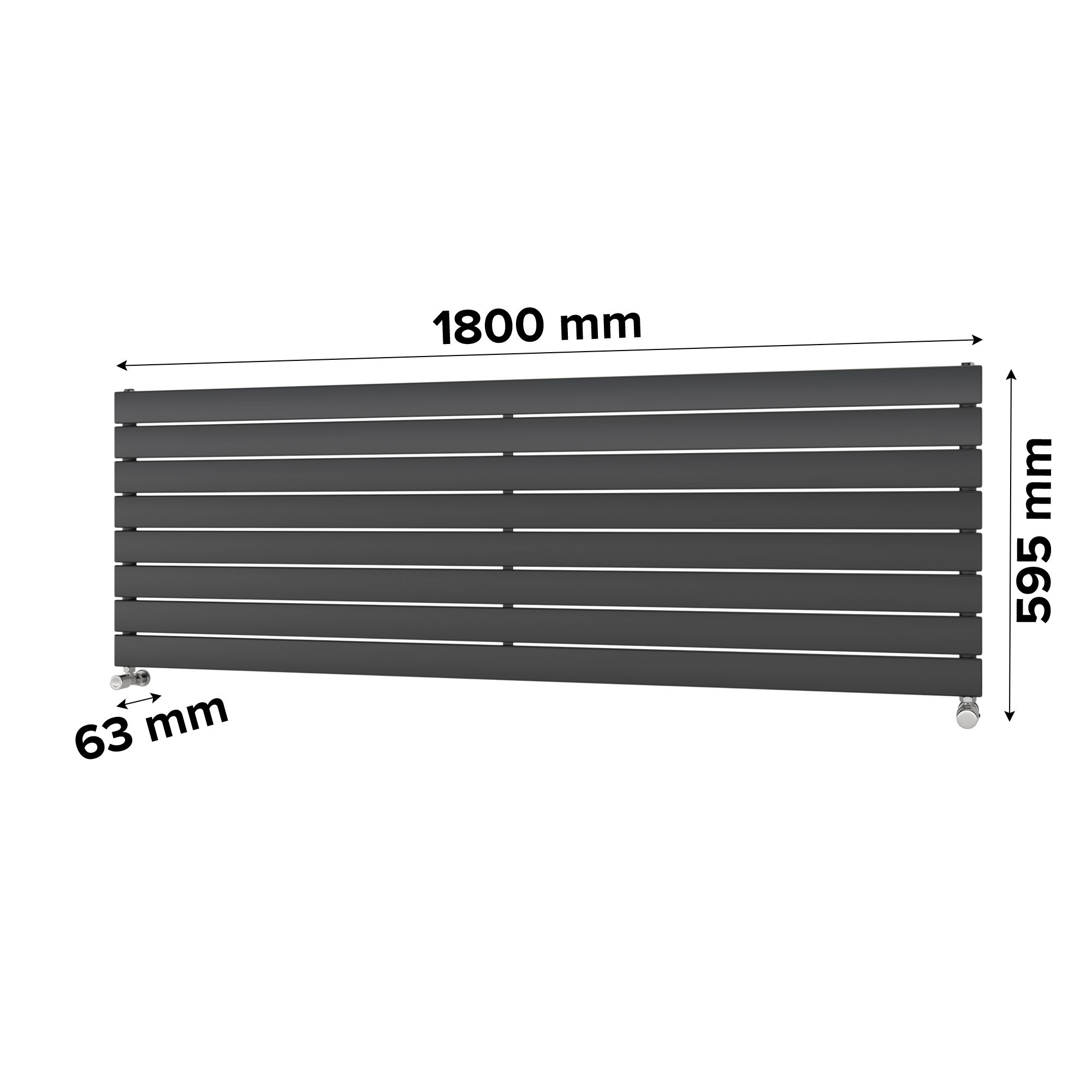 Ximax Vertirad Satin anthracite Horizontal Designer panel Radiator, (W)1800mm x (H)595mm