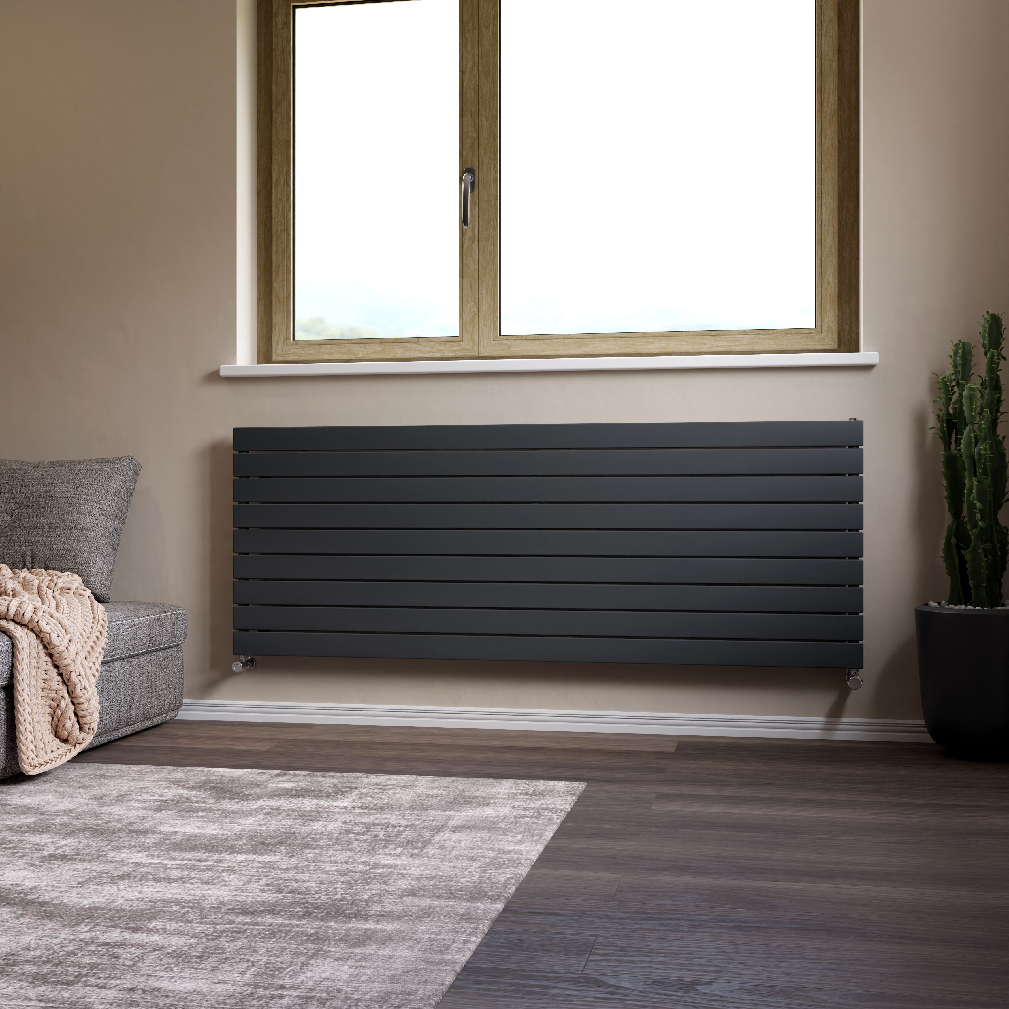 Ximax Vertirad Satin anthracite Horizontal Designer panel Radiator, (W)1800mm x (H)670mm