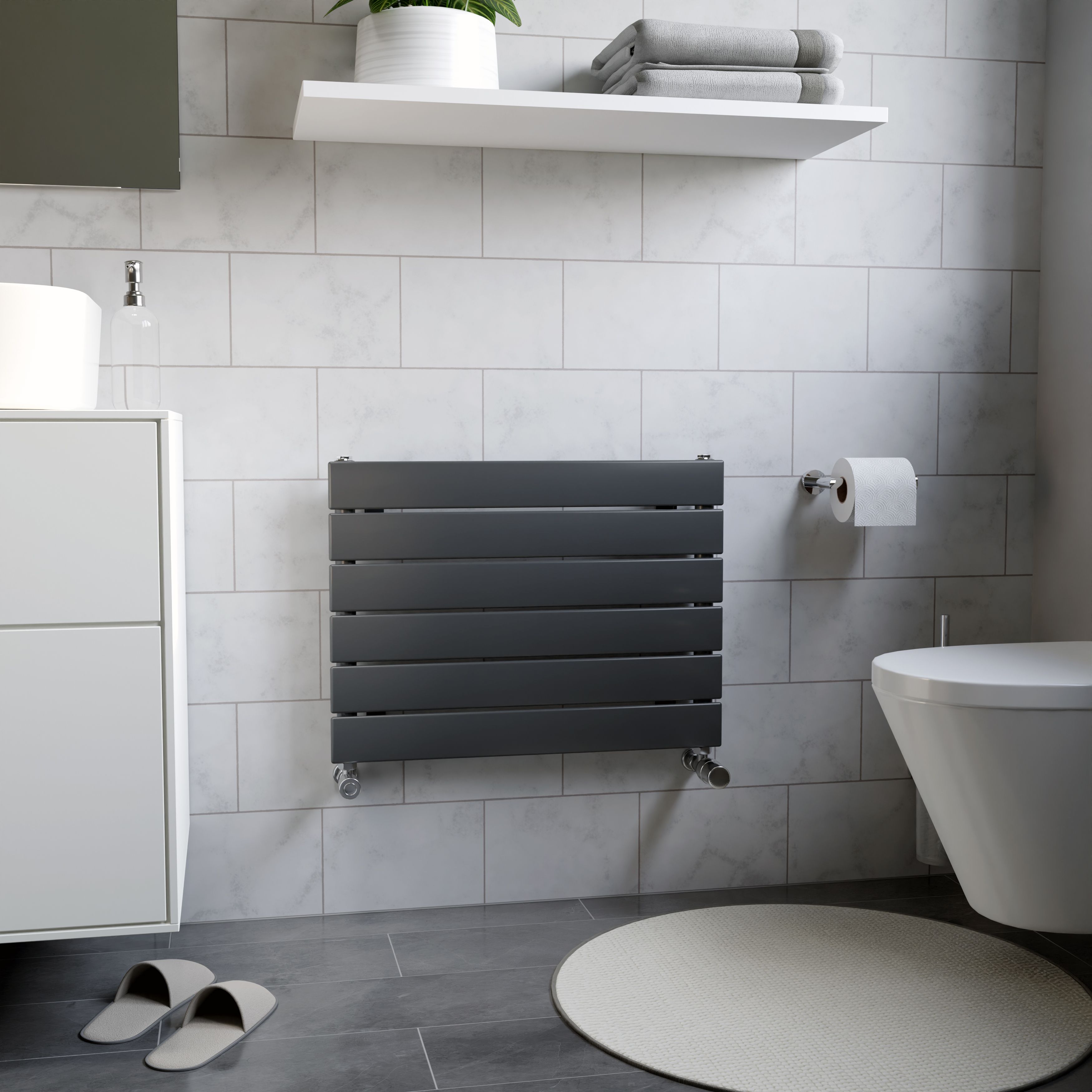 Ximax Vertirad Satin anthracite Horizontal Designer panel Radiator, (W)600mm x (H)445mm