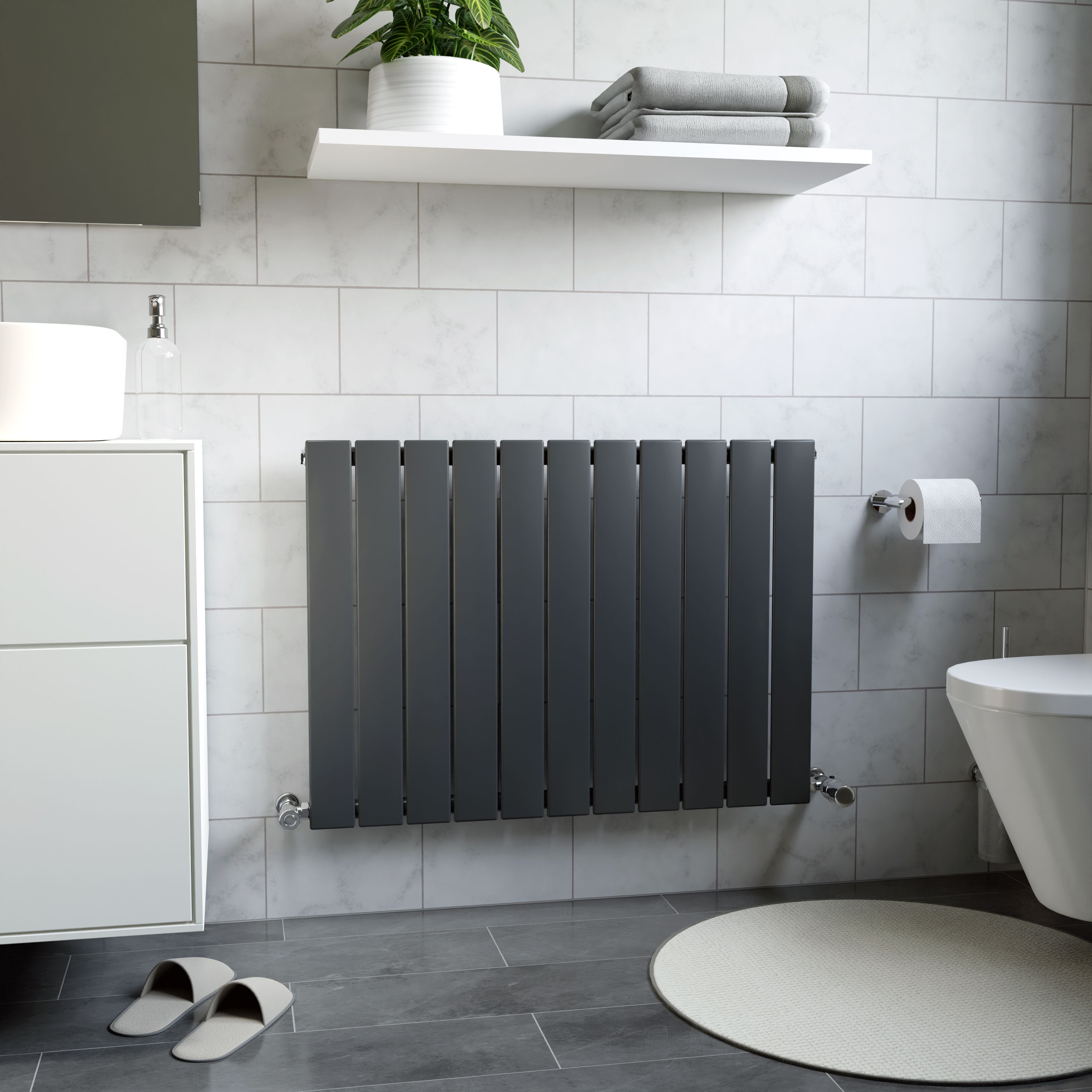 Ximax Vertirad Satin anthracite Horizontal Designer panel Radiator, (W)820mm x (H)600mm