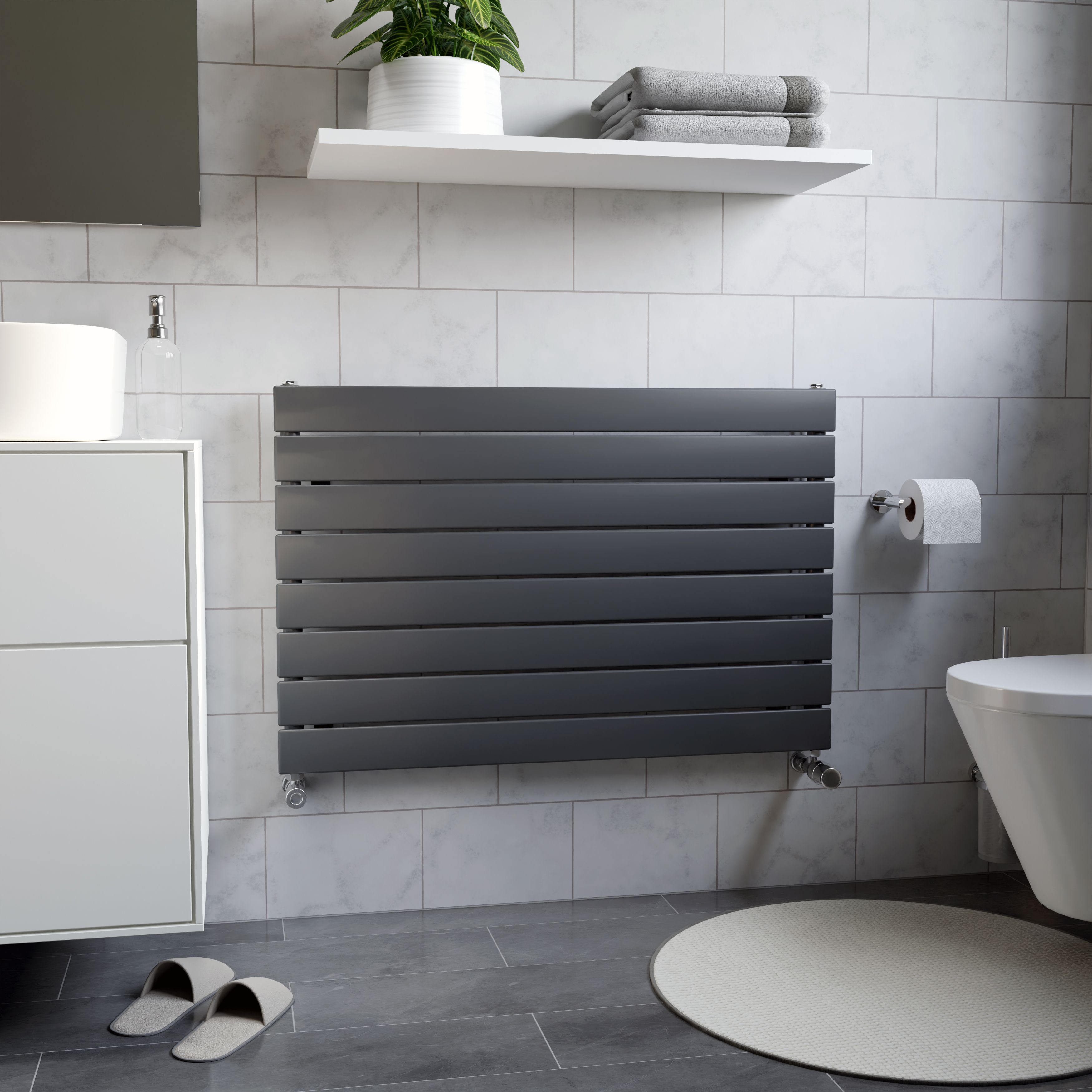 Ximax Vertirad Satin anthracite Horizontal Designer panel Radiator, (W)900mm x (H)595mm