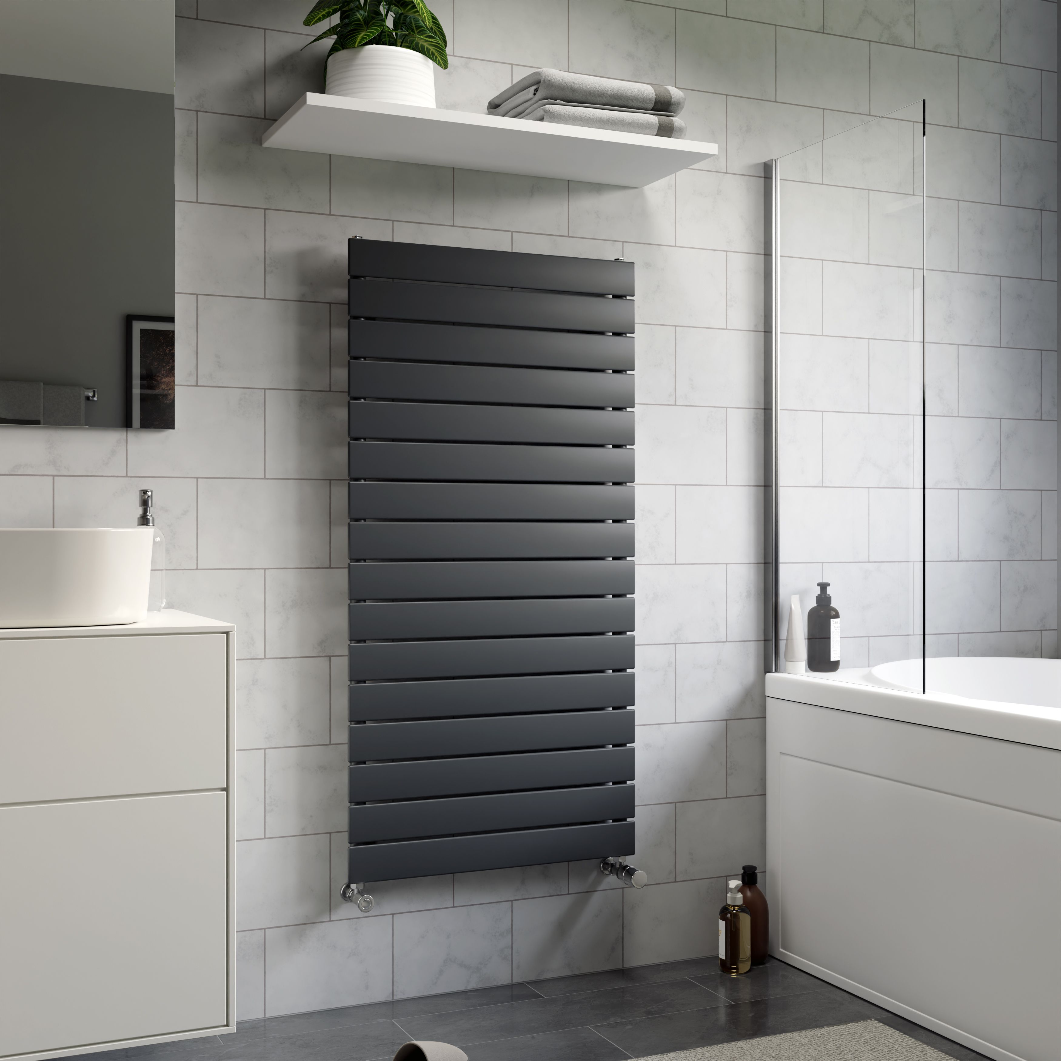Ximax Vertirad Satin anthracite Vertical Designer panel Radiator, (W)600mm x (H)1195mm