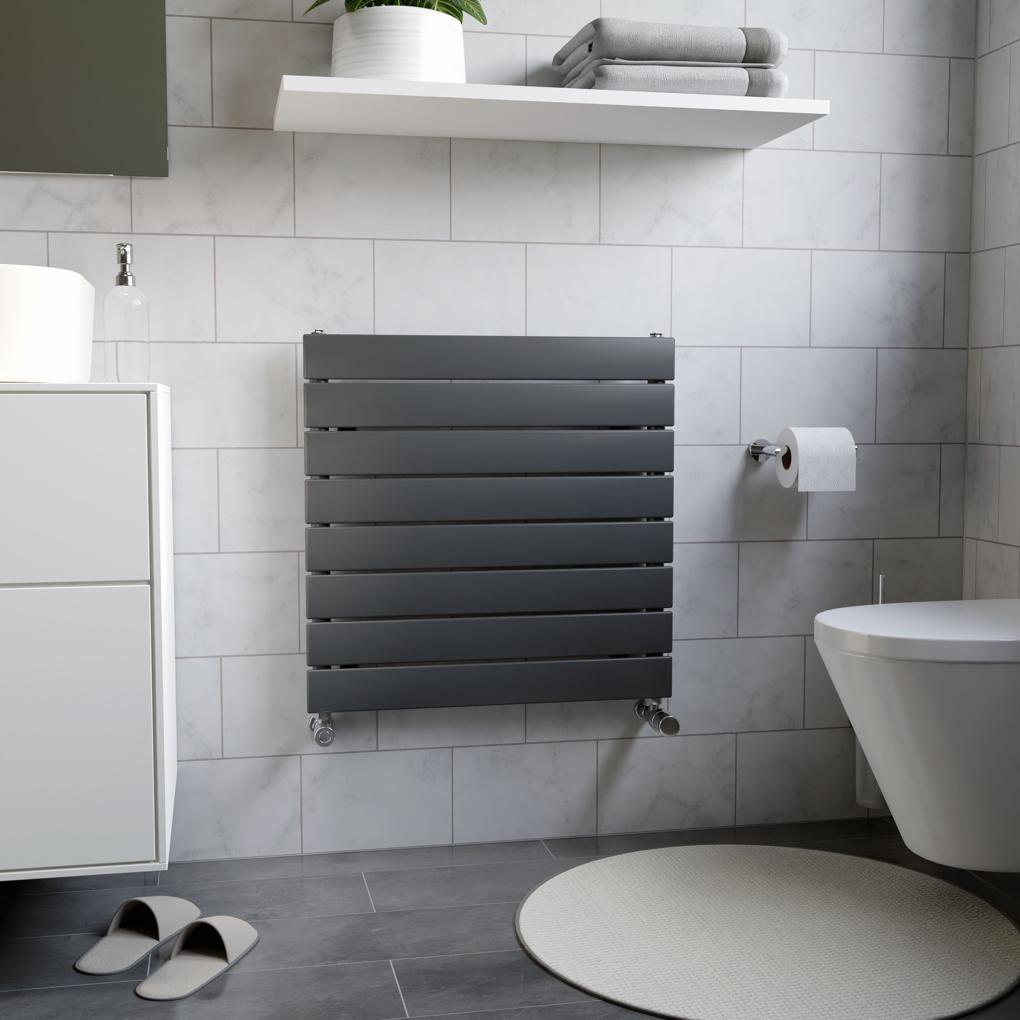 Ximax Vertirad Satin anthracite Vertical Designer panel Radiator, (W)600mm x (H)595mm