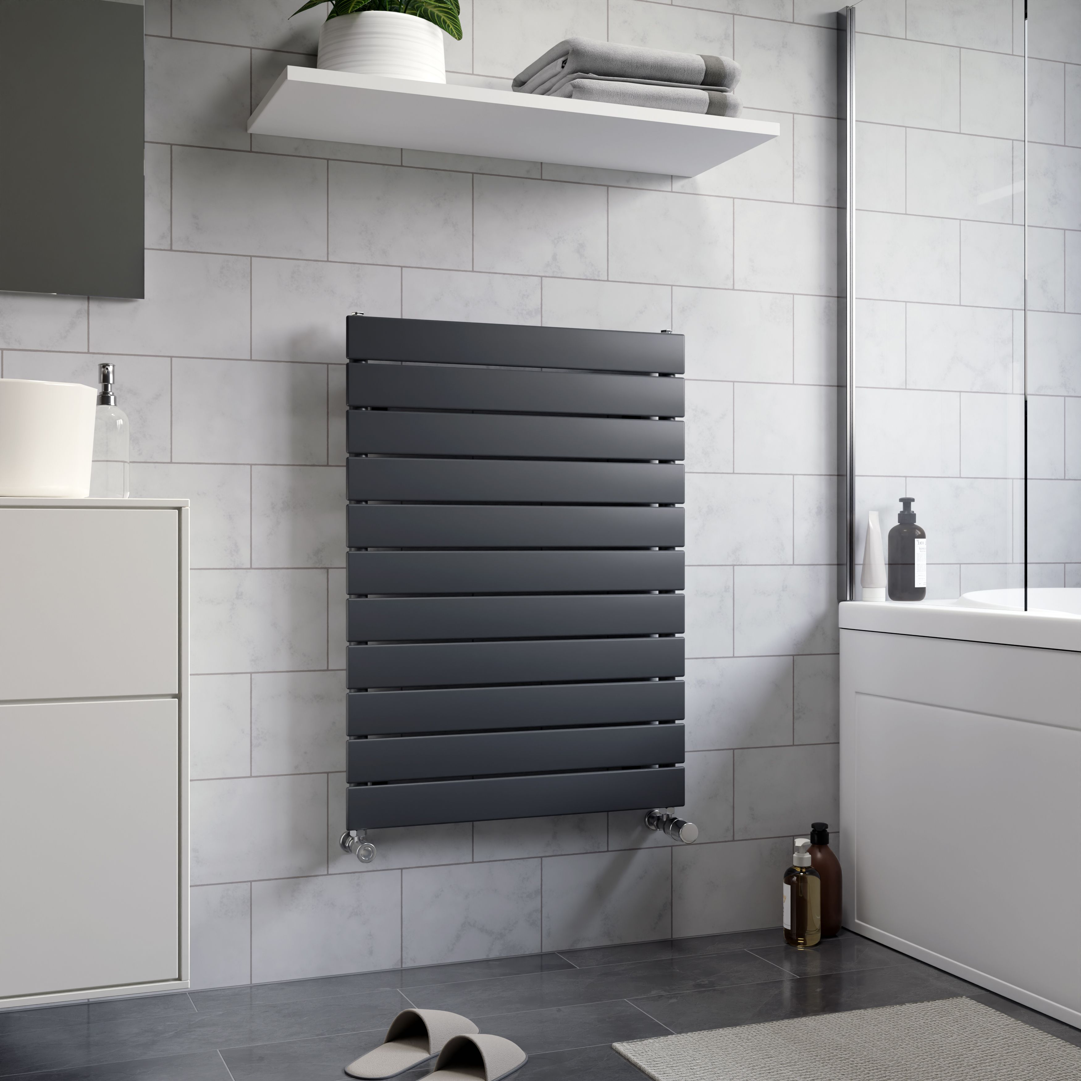 Ximax Vertirad Satin anthracite Vertical Designer panel Radiator, (W)600mm x (H)820mm