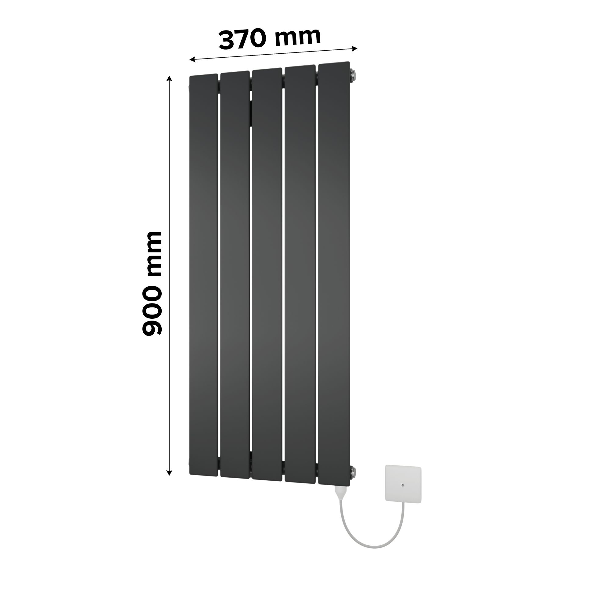 Ximax Vertirad Satin anthracite Vertical Electric designer Radiator, (W)370mm x (H)900mm