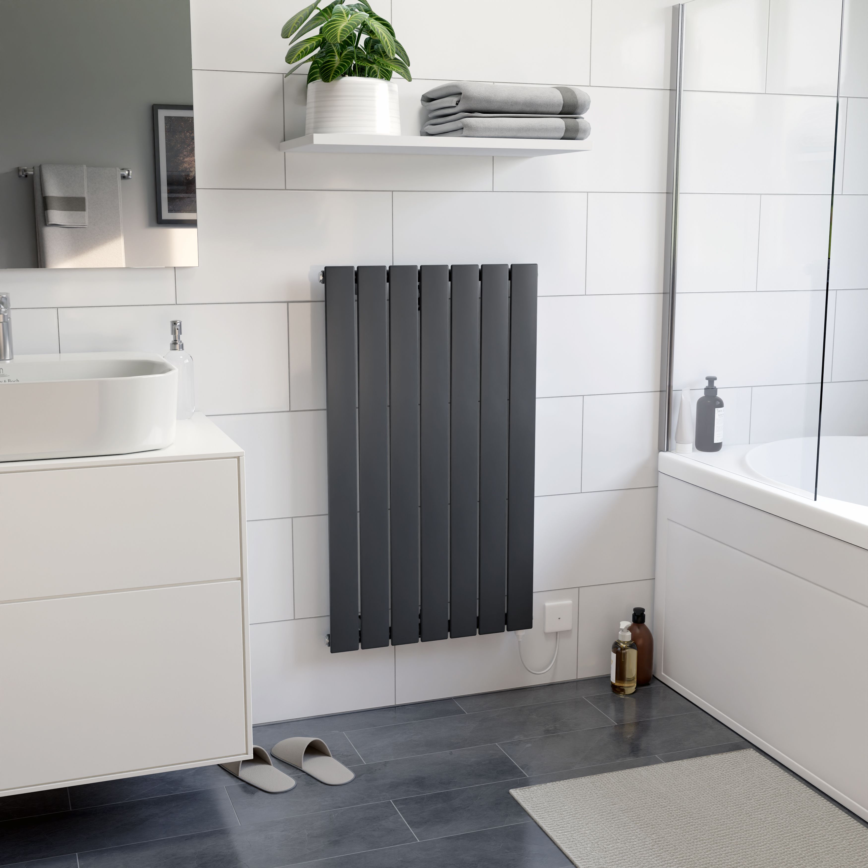 Ximax Vertirad Satin anthracite Vertical Electric designer Radiator, (W)520mm x (H)900mm