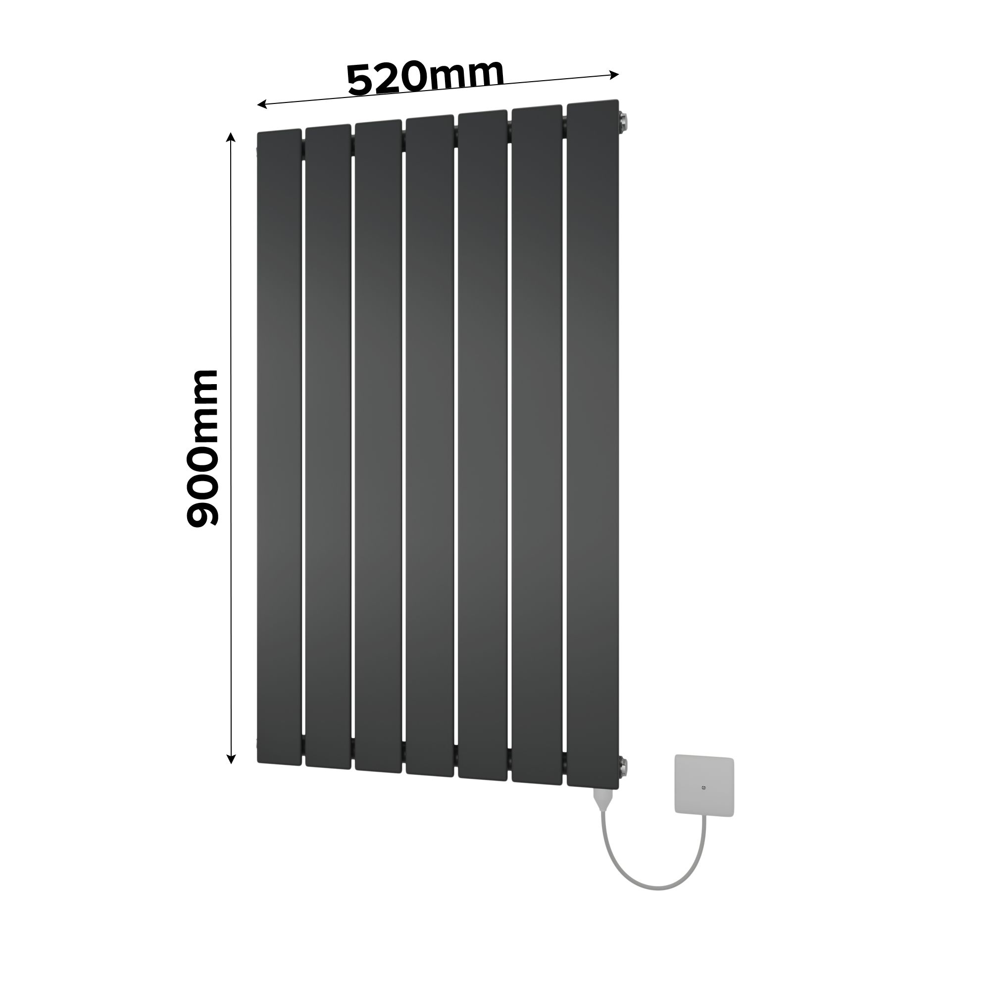 Ximax Vertirad Satin anthracite Vertical Electric designer Radiator, (W)520mm x (H)900mm