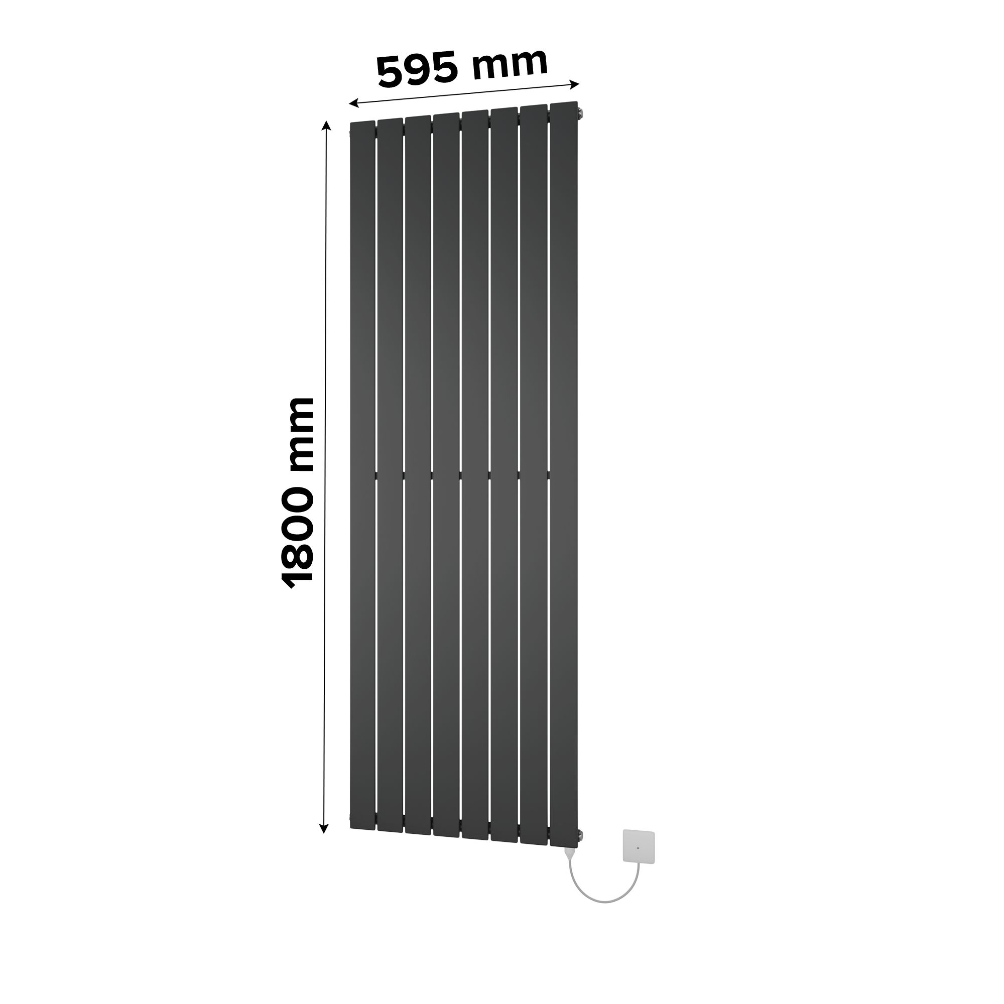 Ximax Vertirad Satin anthracite Vertical Electric designer Radiator, (W)595mm x (H)1800mm