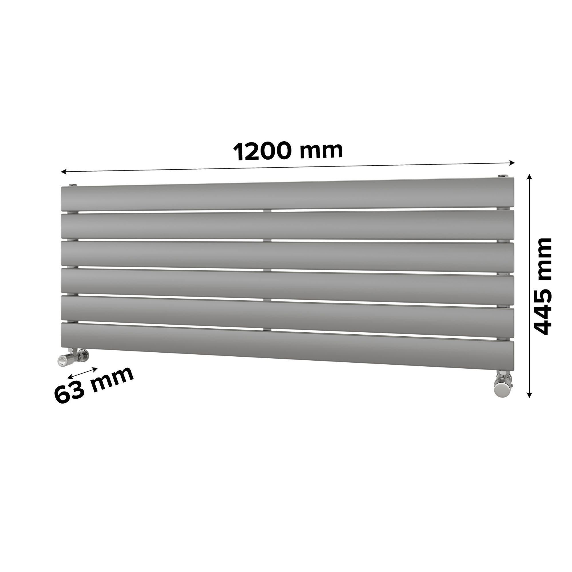 Ximax Vertirad Satin silver effect Horizontal Designer panel Radiator, (W)1200mm x (H)445mm