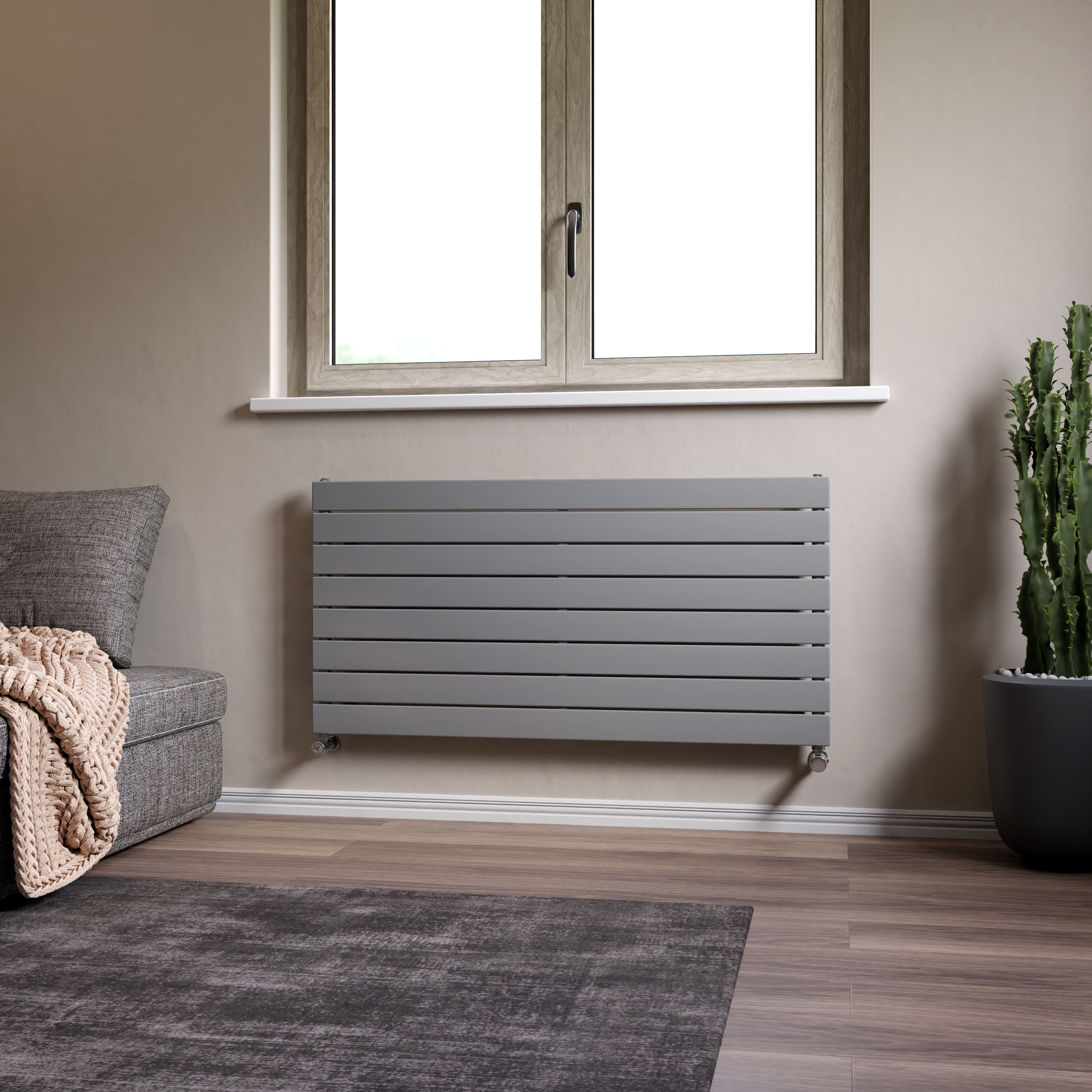 Ximax Vertirad Satin silver effect Horizontal Designer panel Radiator, (W)1200mm x (H)595mm