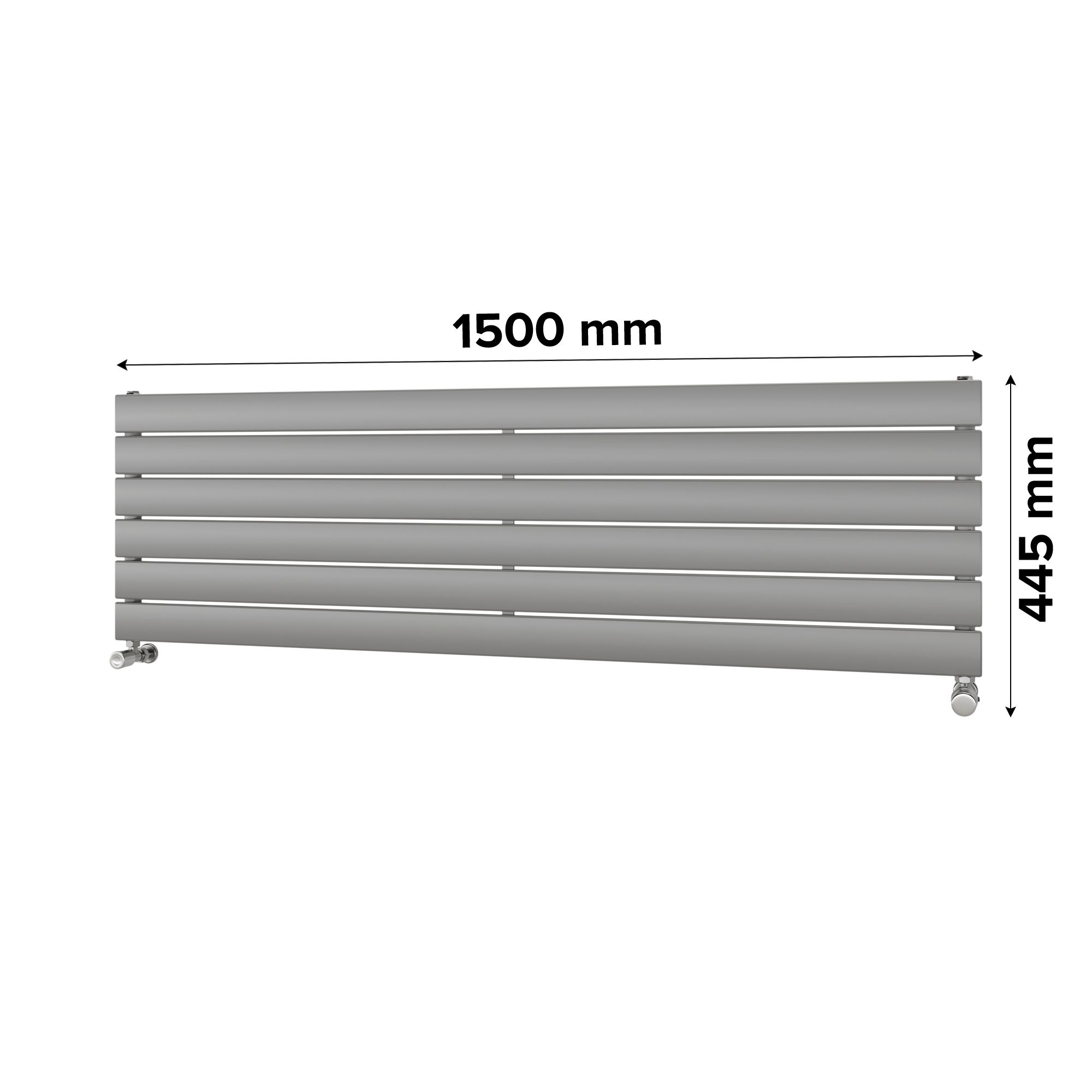 Ximax Vertirad Satin silver effect Horizontal Designer panel Radiator, (W)1500mm x (H)445mm