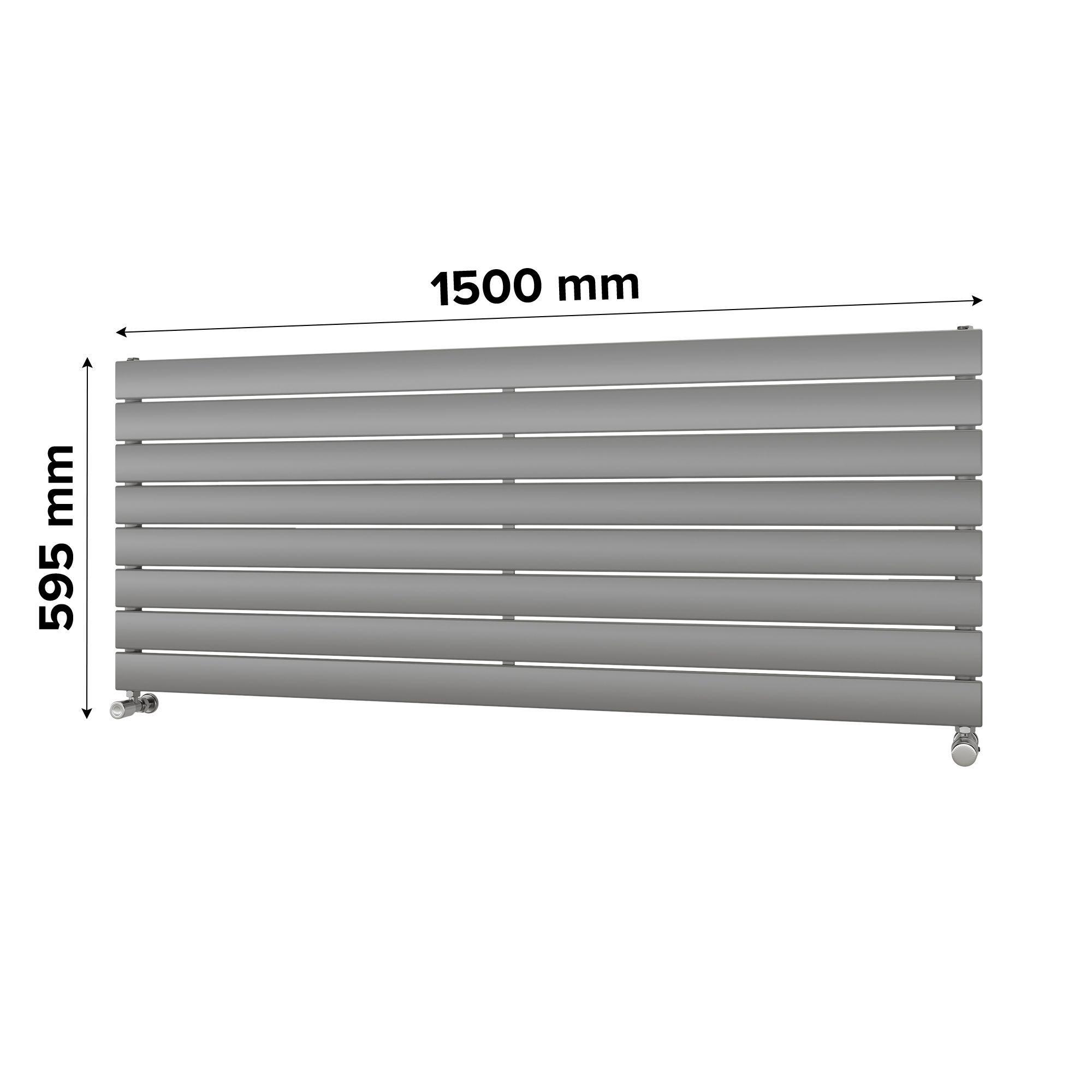 Ximax Vertirad Satin silver effect Horizontal Designer panel Radiator, (W)1500mm x (H)595mm
