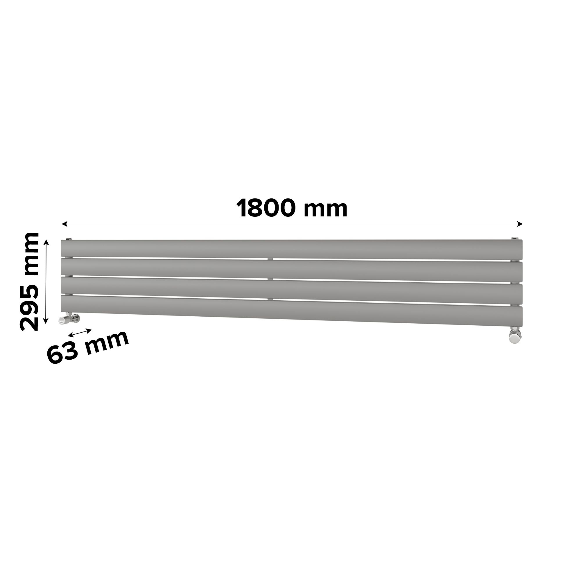 Ximax Vertirad Satin silver effect Horizontal Designer panel Radiator, (W)1800mm x (H)295mm