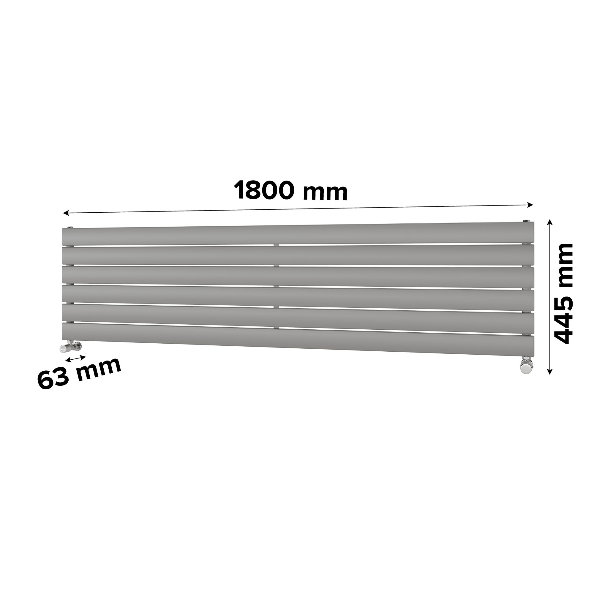 Ximax Vertirad Satin silver effect Horizontal Designer panel Radiator, (W)1800mm x (H)445mm