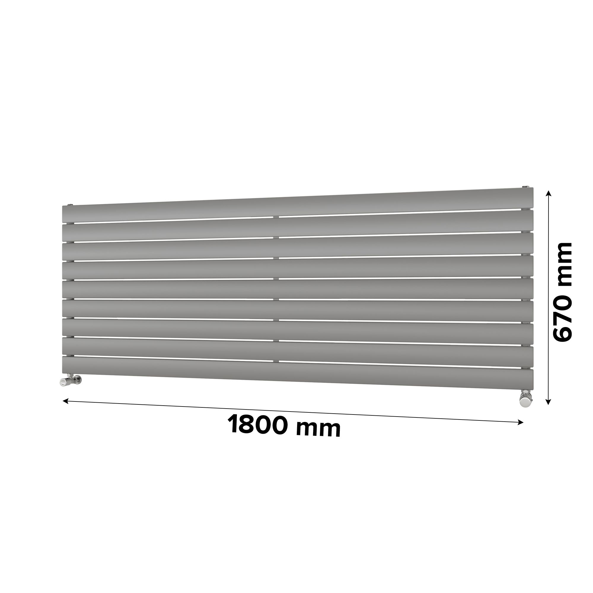 Ximax Vertirad Satin silver effect Horizontal Designer panel Radiator, (W)1800mm x (H)670mm